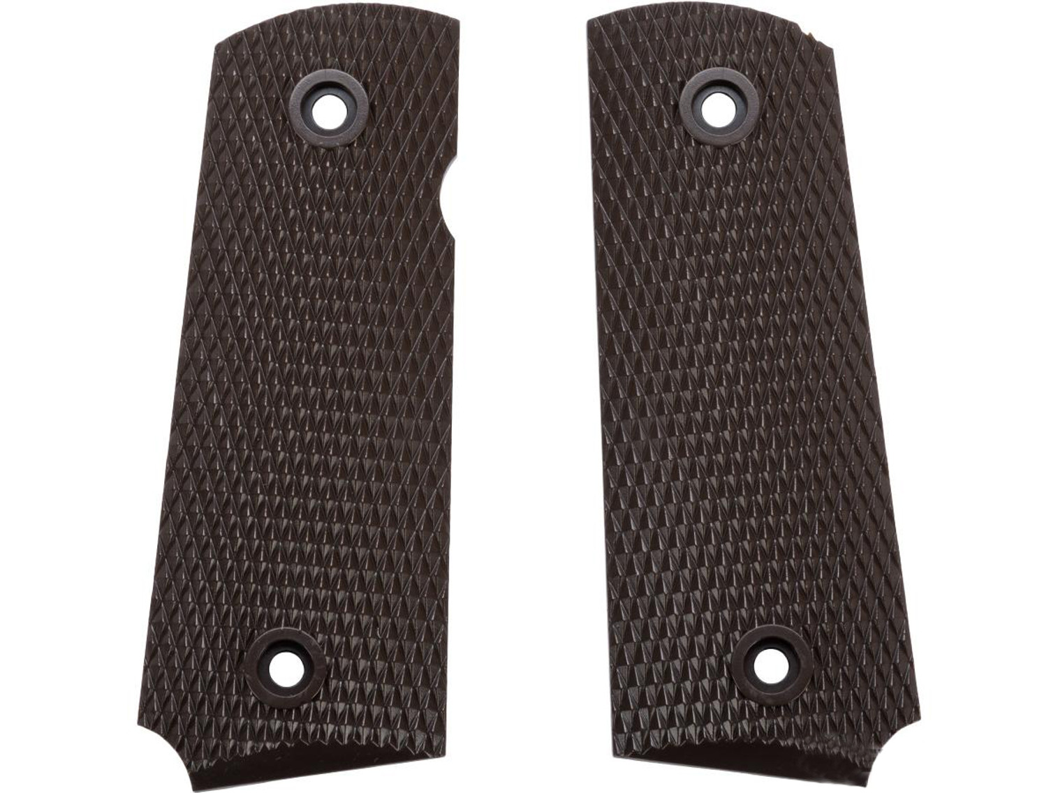 AW Custom NE Series Grip Panel Set for Short 1911 Series Airsoft GBB Pistols (Style: Brown / Diamond Pattern)