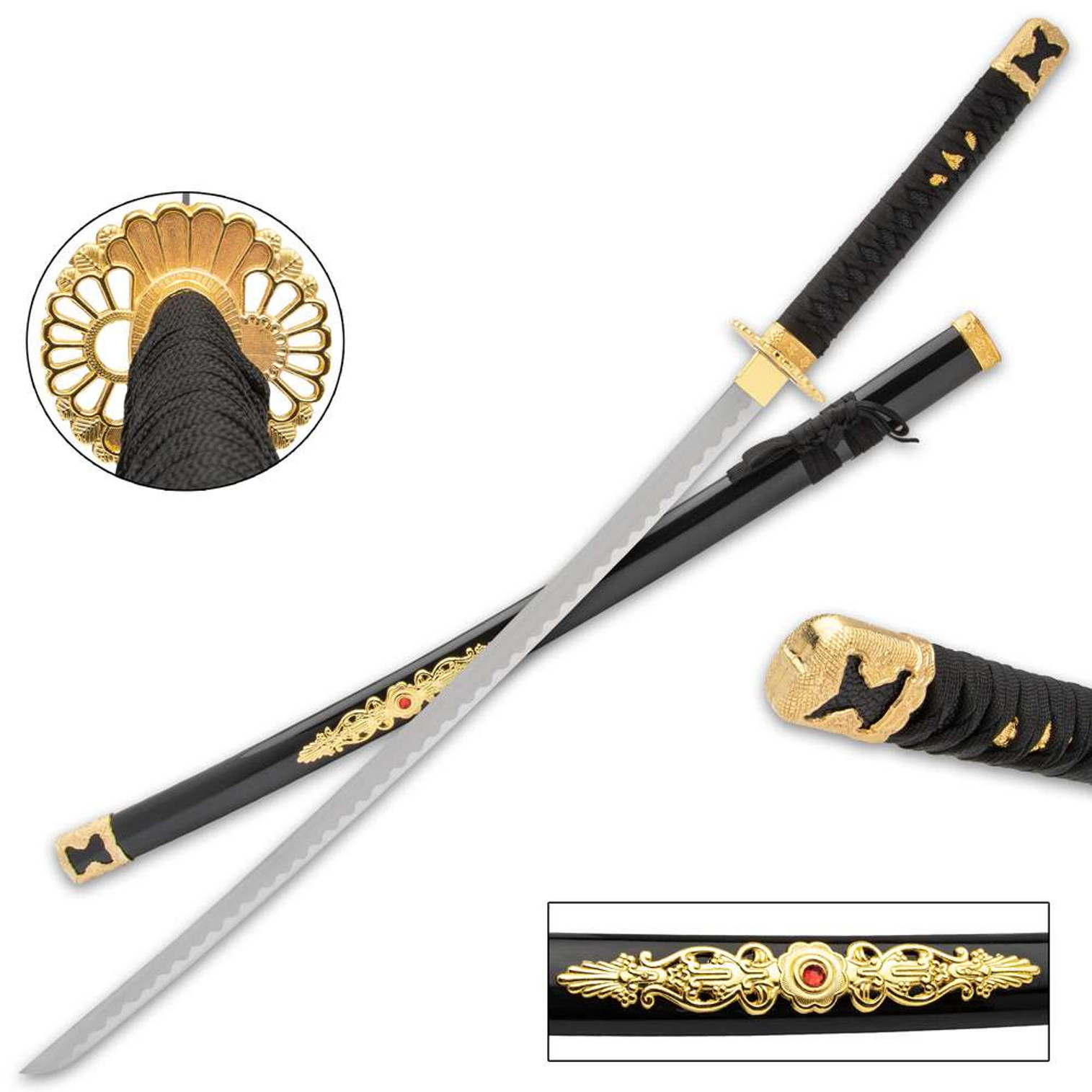 Black Lotus Katana With Scabbard