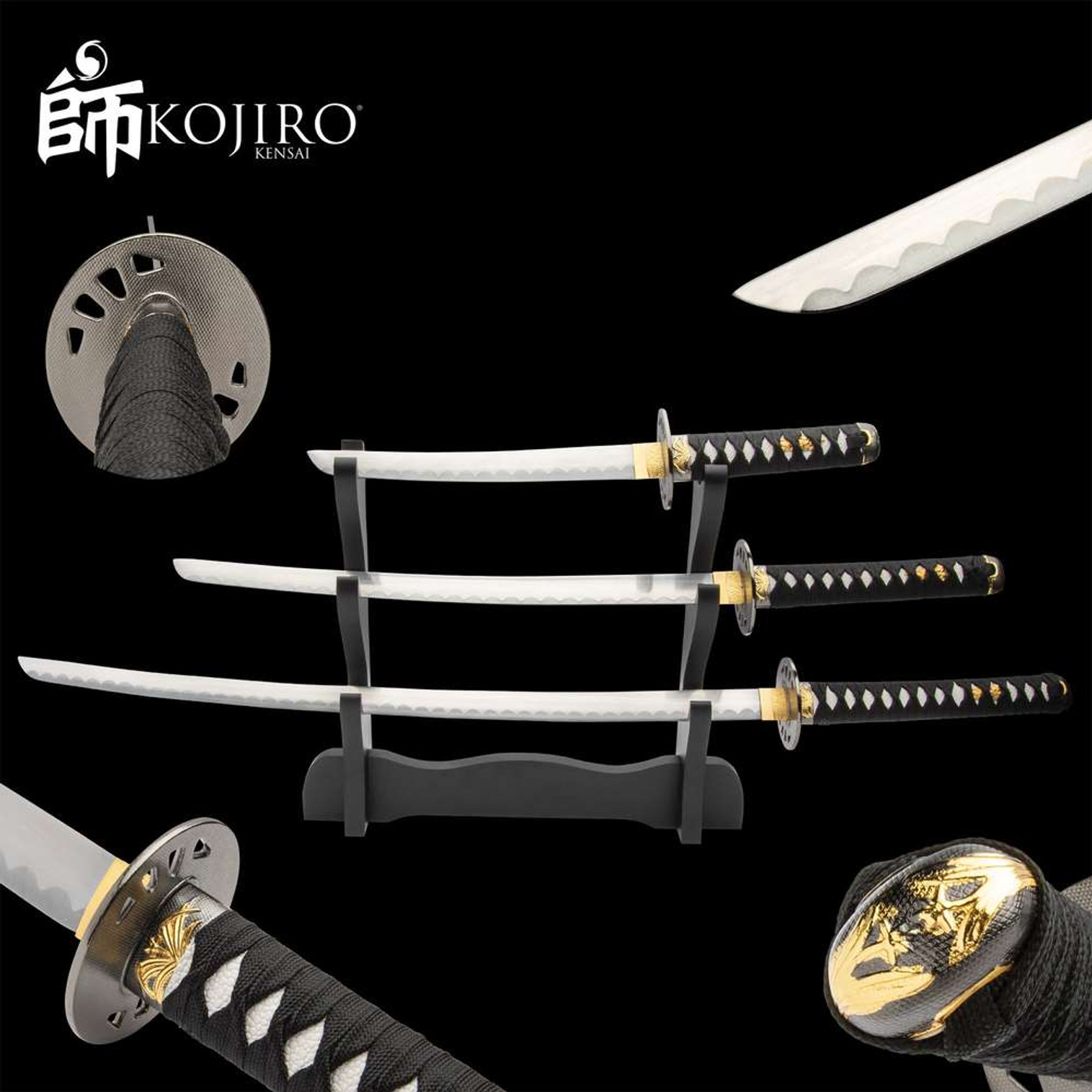 Kojiro Midnight Hand-Forged Katana Set And Stand