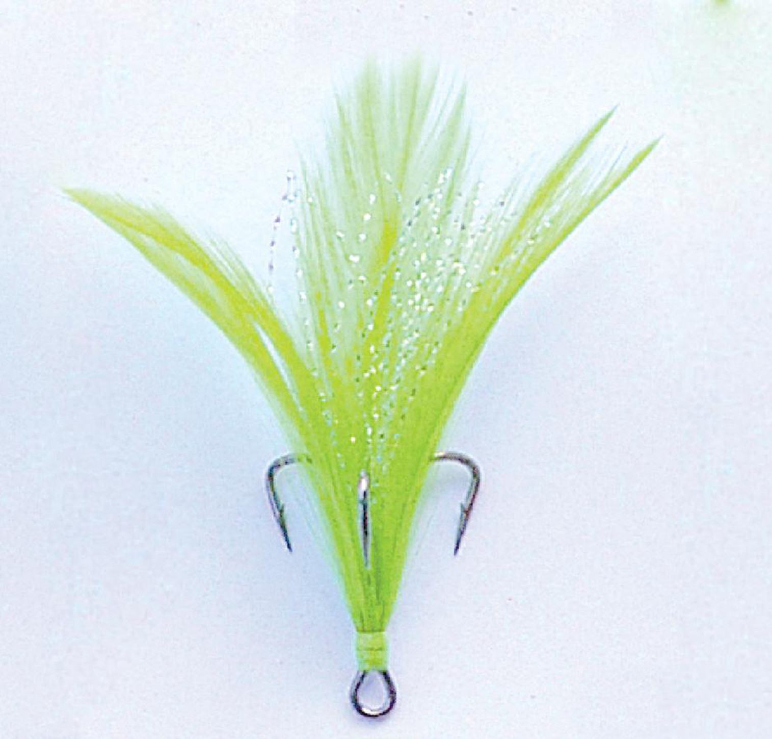 Mustad Dressed Treble with Black Nickel Hook and White Chartreuse Feathers
