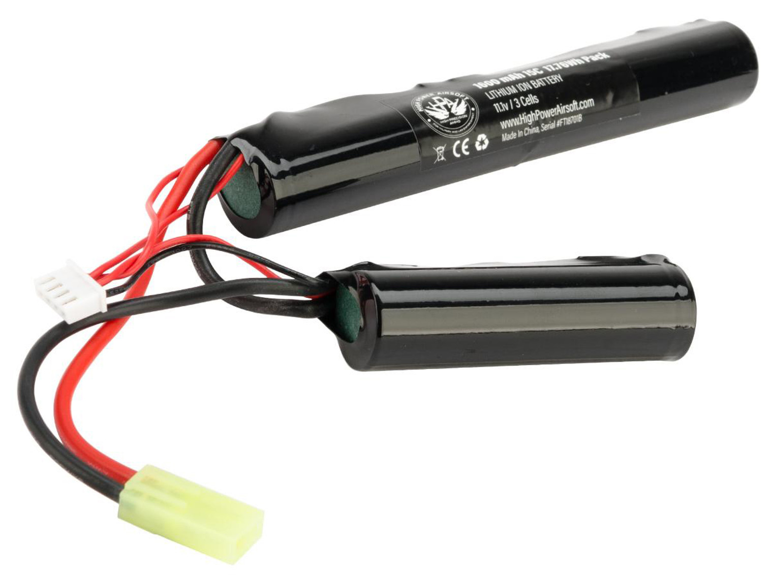 High Powered Airsoft 11.1v 1600mAh 15C Nunchuck Type Li-Ion Battery