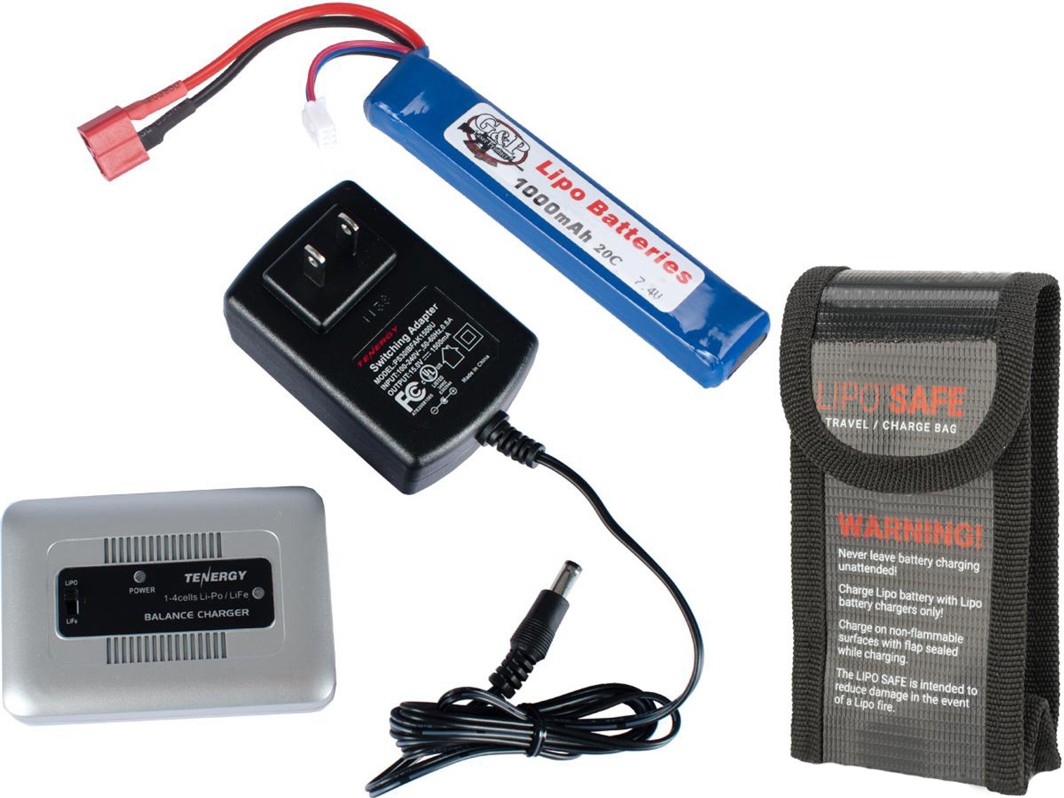 AEG LiPo Battery Starter Package w/ Smart Charger & LiPo SAFE (Battery: 7.4v Deans Stick Type)