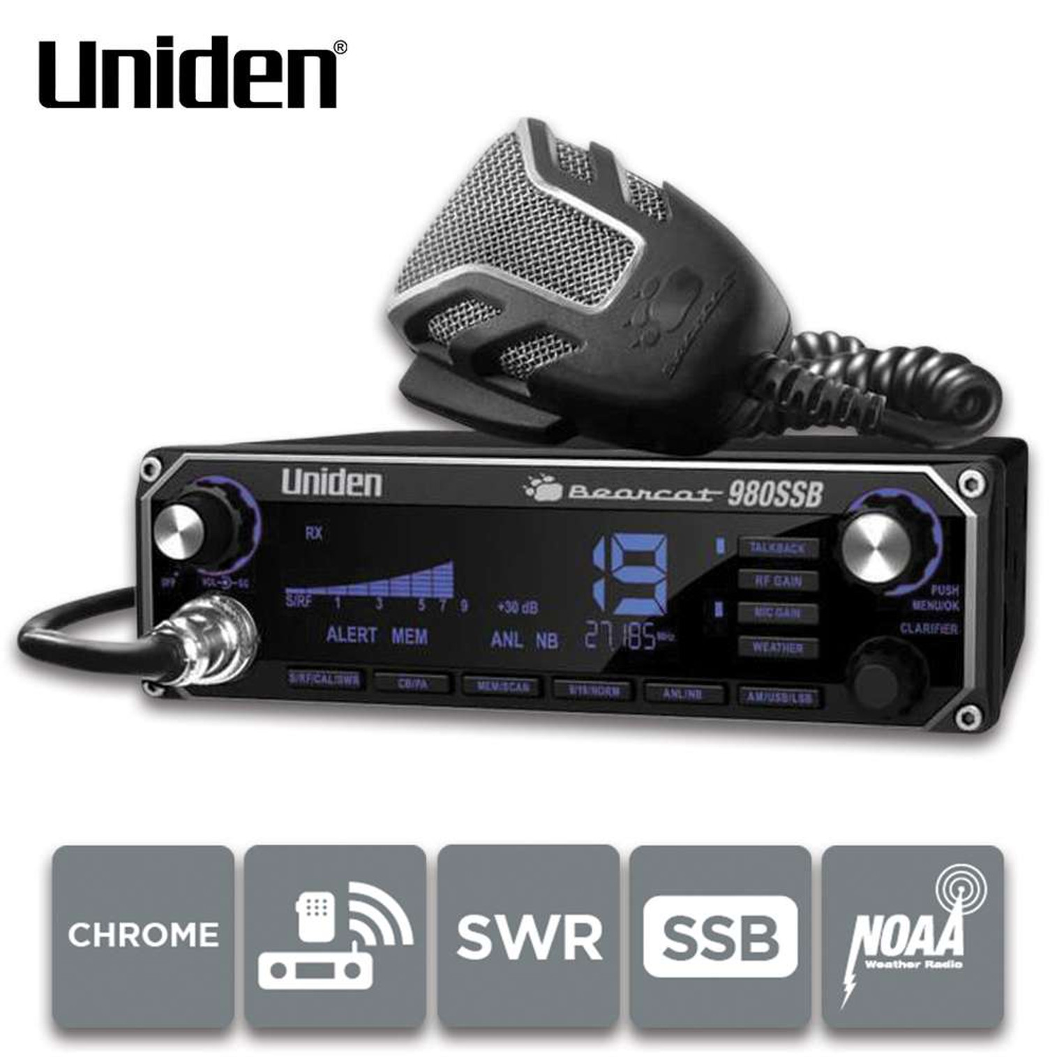 Uniden Bearcat 980SSB CB Radio - 40 Channels, 7-Color Display