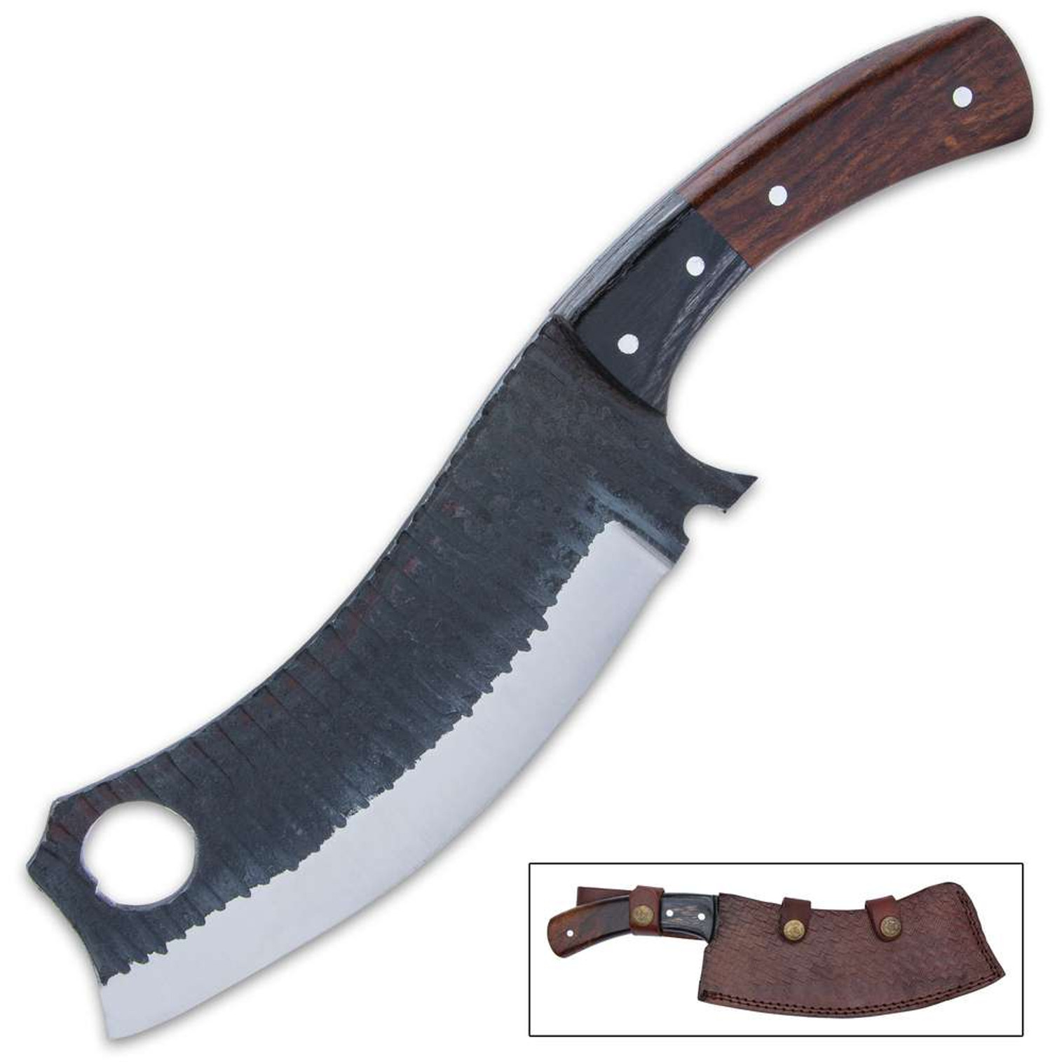 Pioneer Trail Cleaver Knife And Sheath