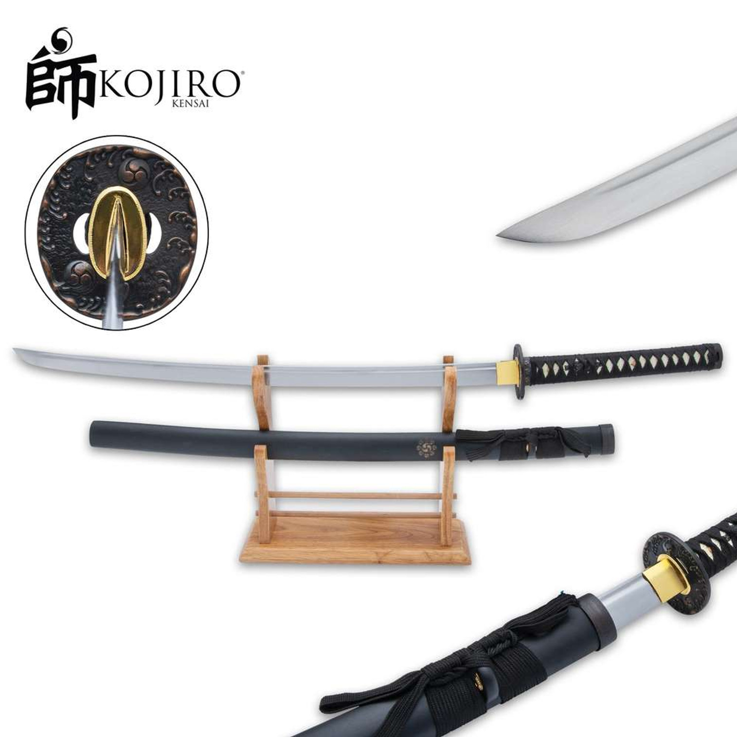 Kojiro Black Gankyil Samurai Katana And Scabbard