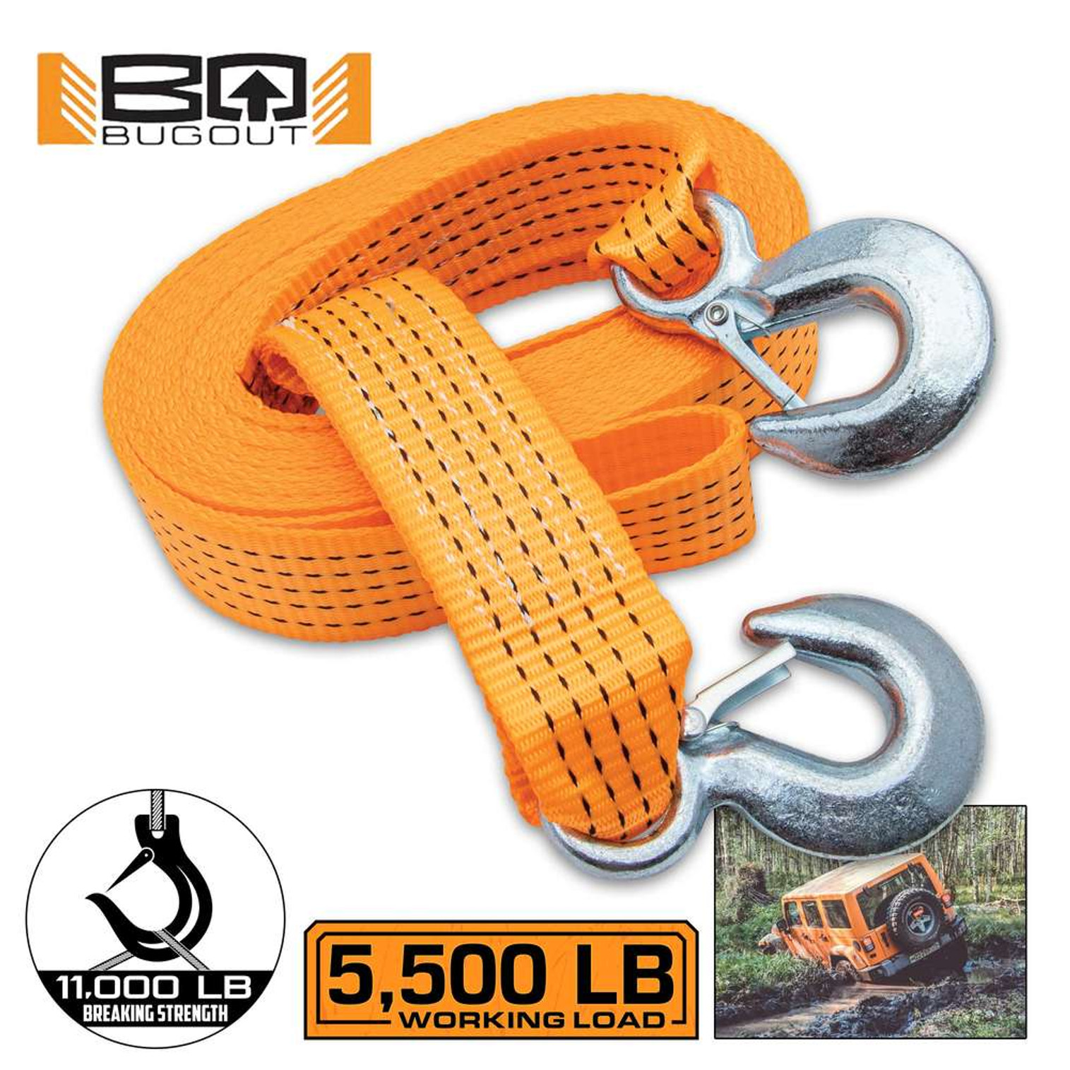BugOut 20-Foot Automotive Tow Strap