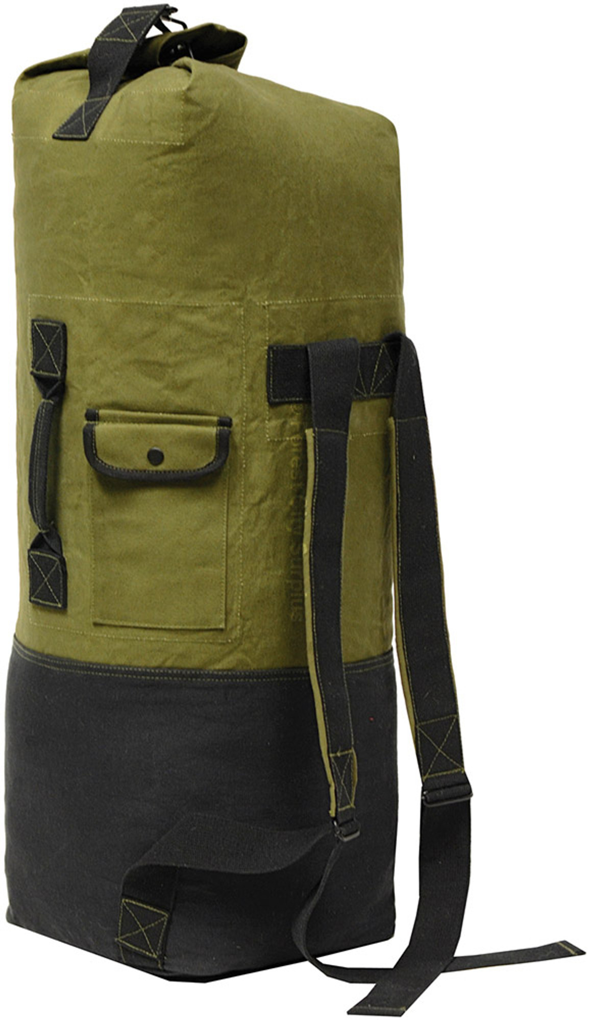 World Famous 22 "X 38" Waxed Canvas Army Style Duffle Bag - Olive/Black
