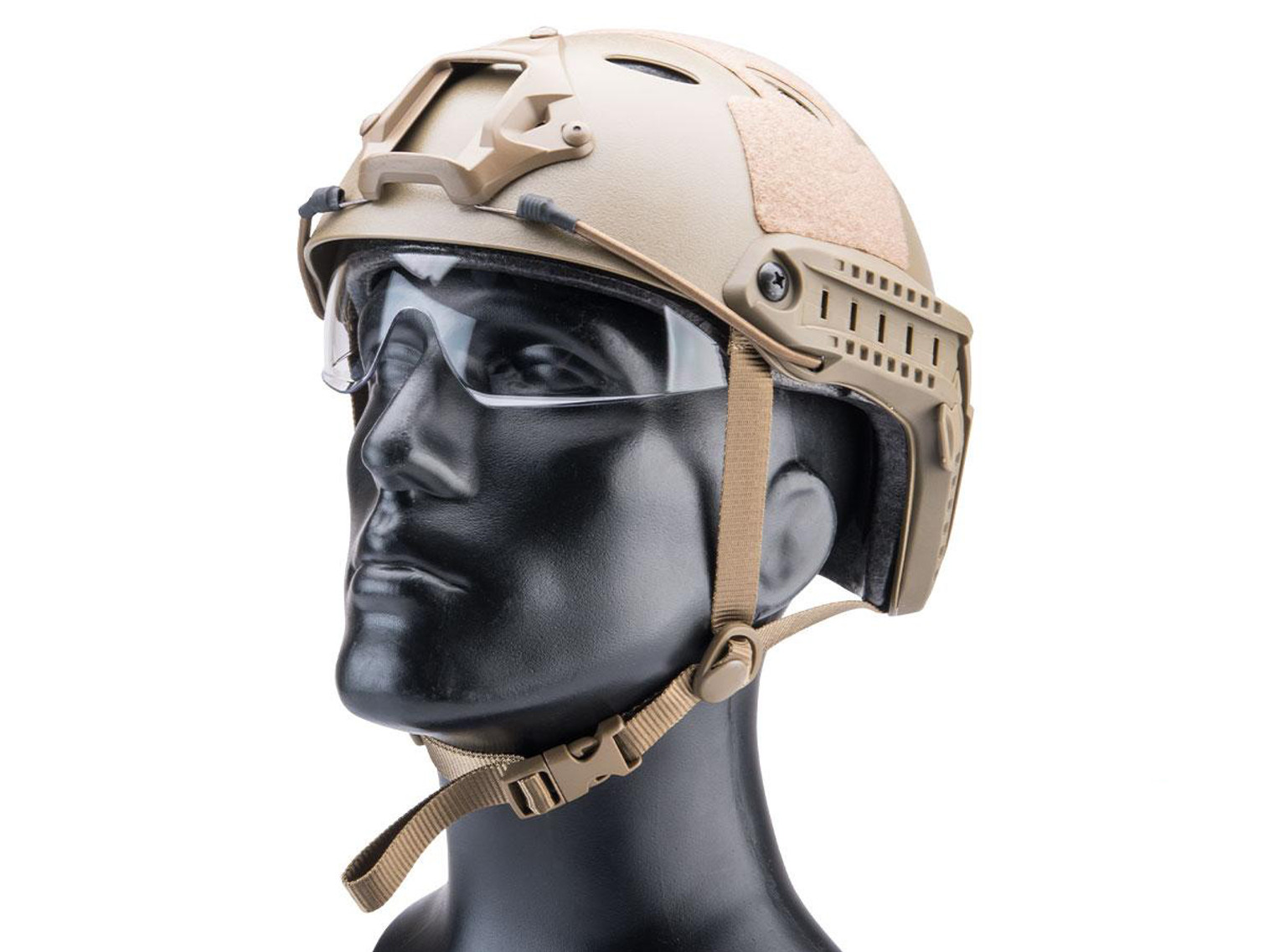 Avengers Lightweight Vented High Cut Helmet w/ Drop-Down Goggles (Color: Tan)