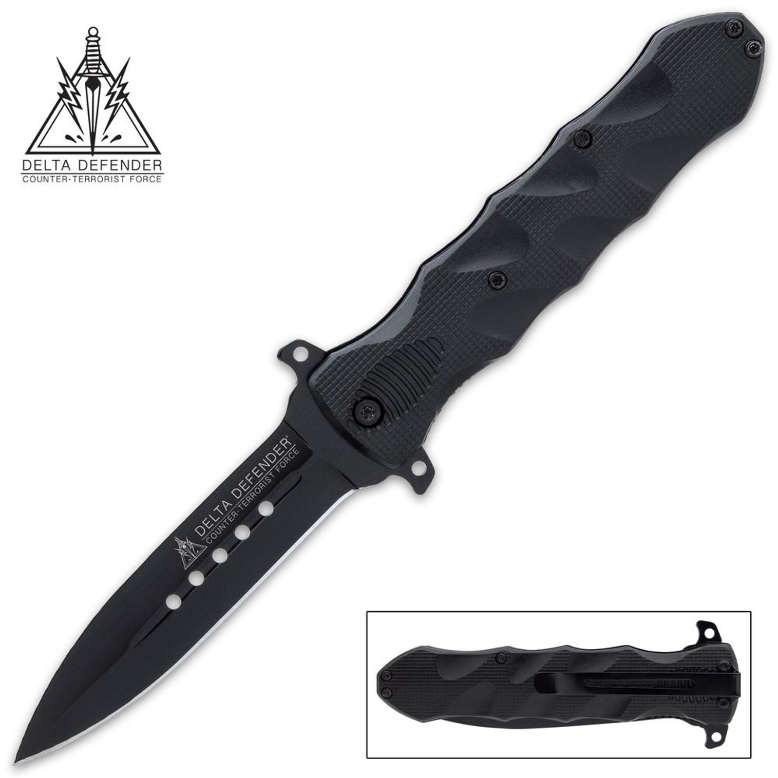 Delta Defender Black Stiletto Knife