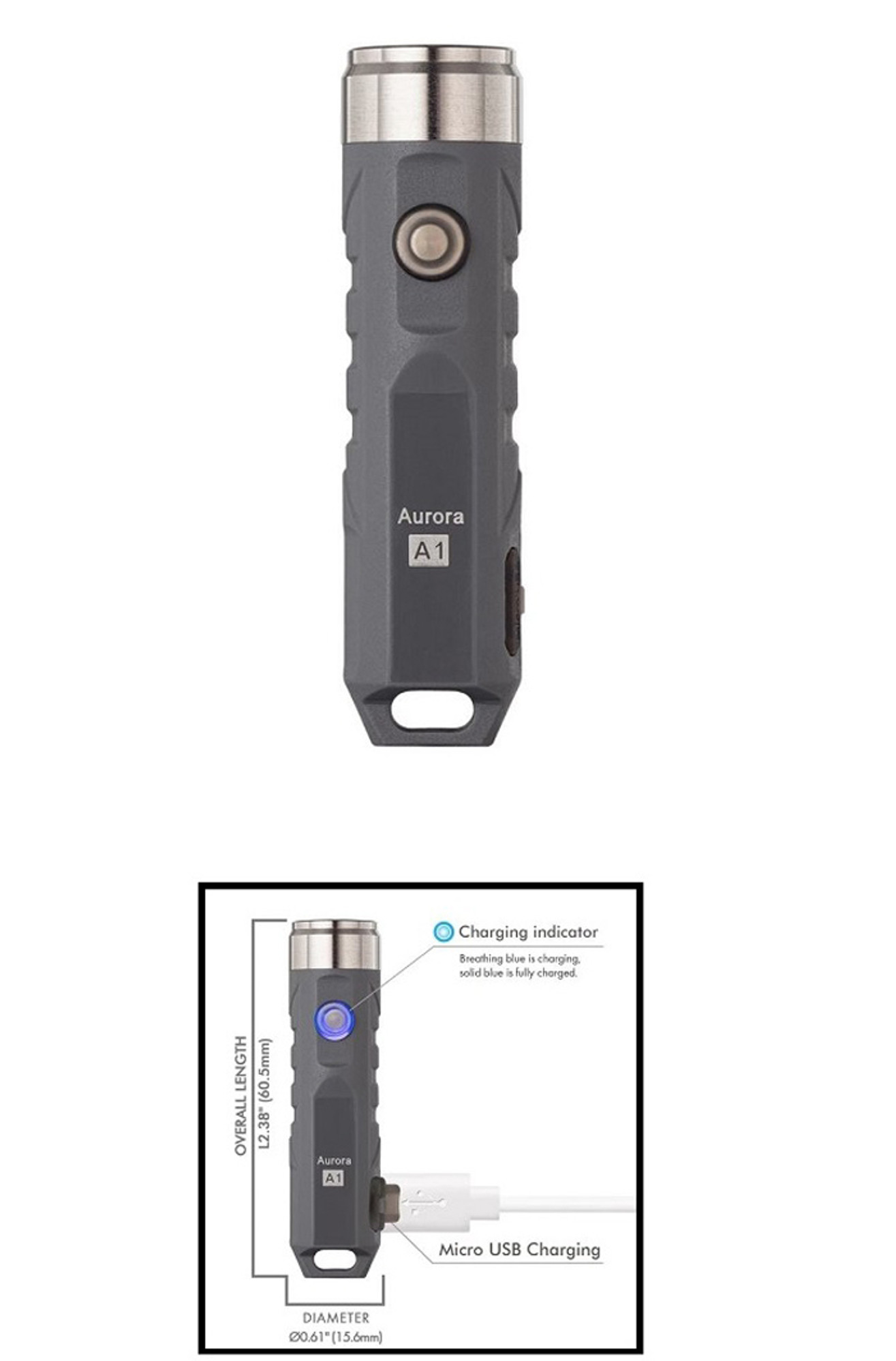 RovyVon Aurora A1XGRY Polymer EDC Flashlight - 650 Lumens