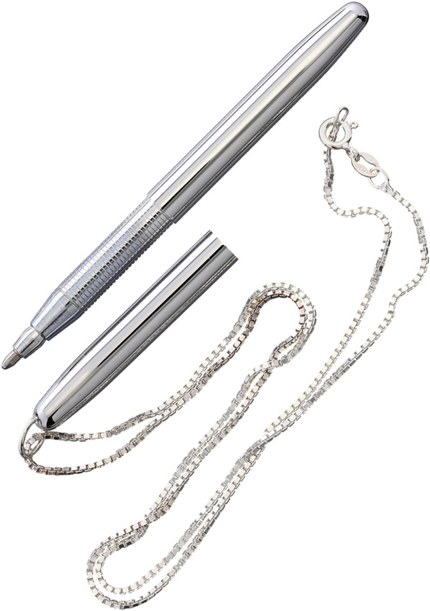 Chrome Bullet Pen w Neck Chain