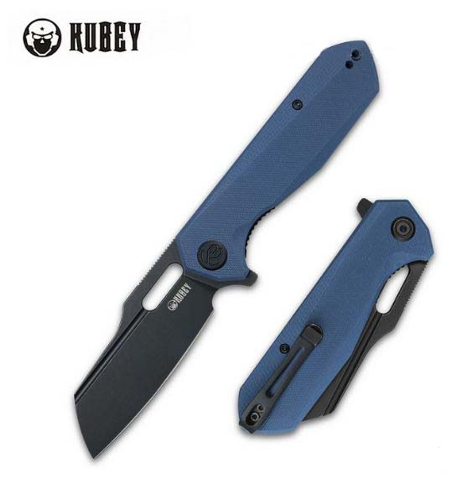 Kubey Atlas Flipper Folding Knife, 14C28N Black SW, G10 Blue, KU328B
