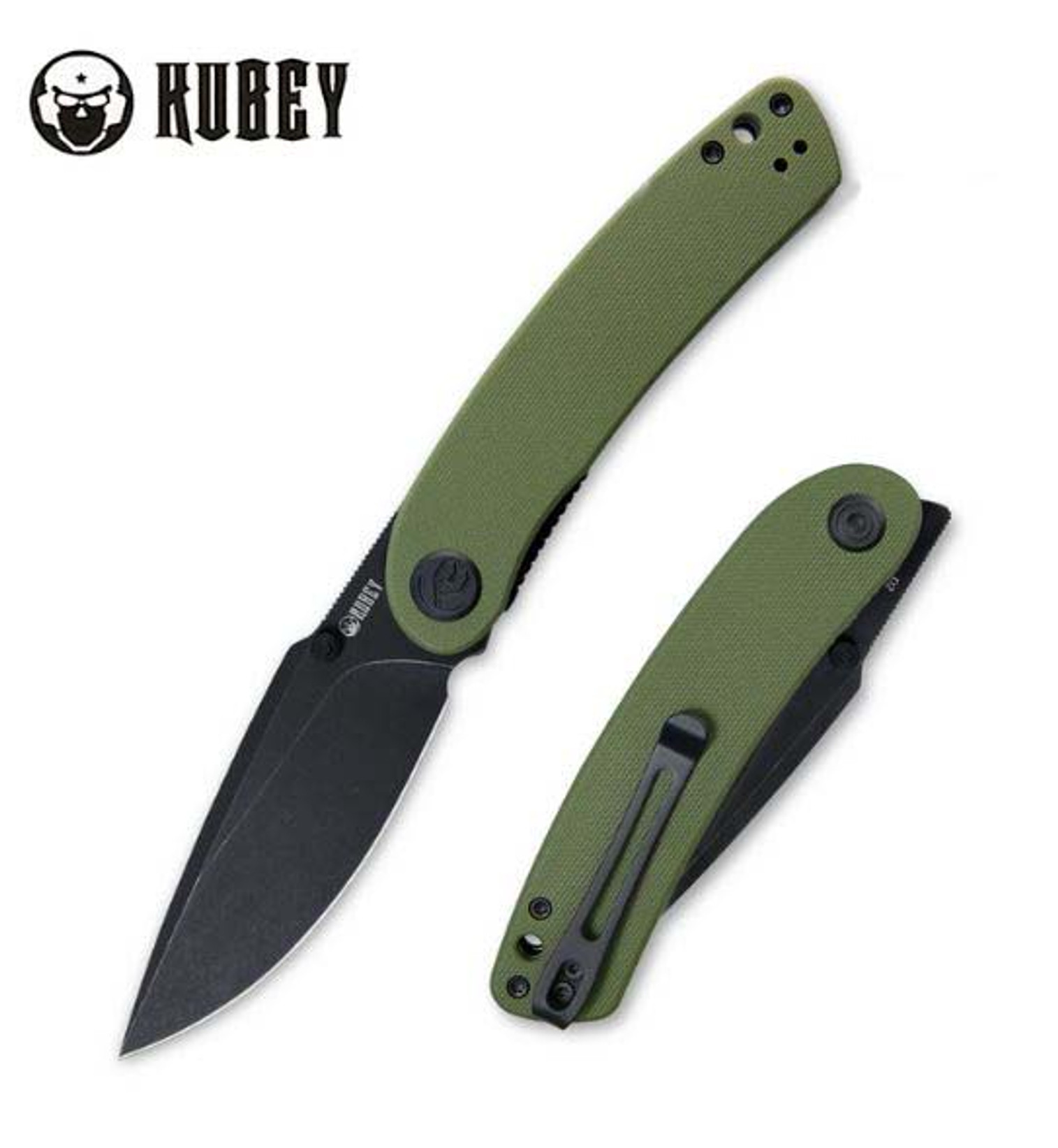 Kubey Momentum Flipper Folding KNife, D2 Black SW, G10 Green, KU344B