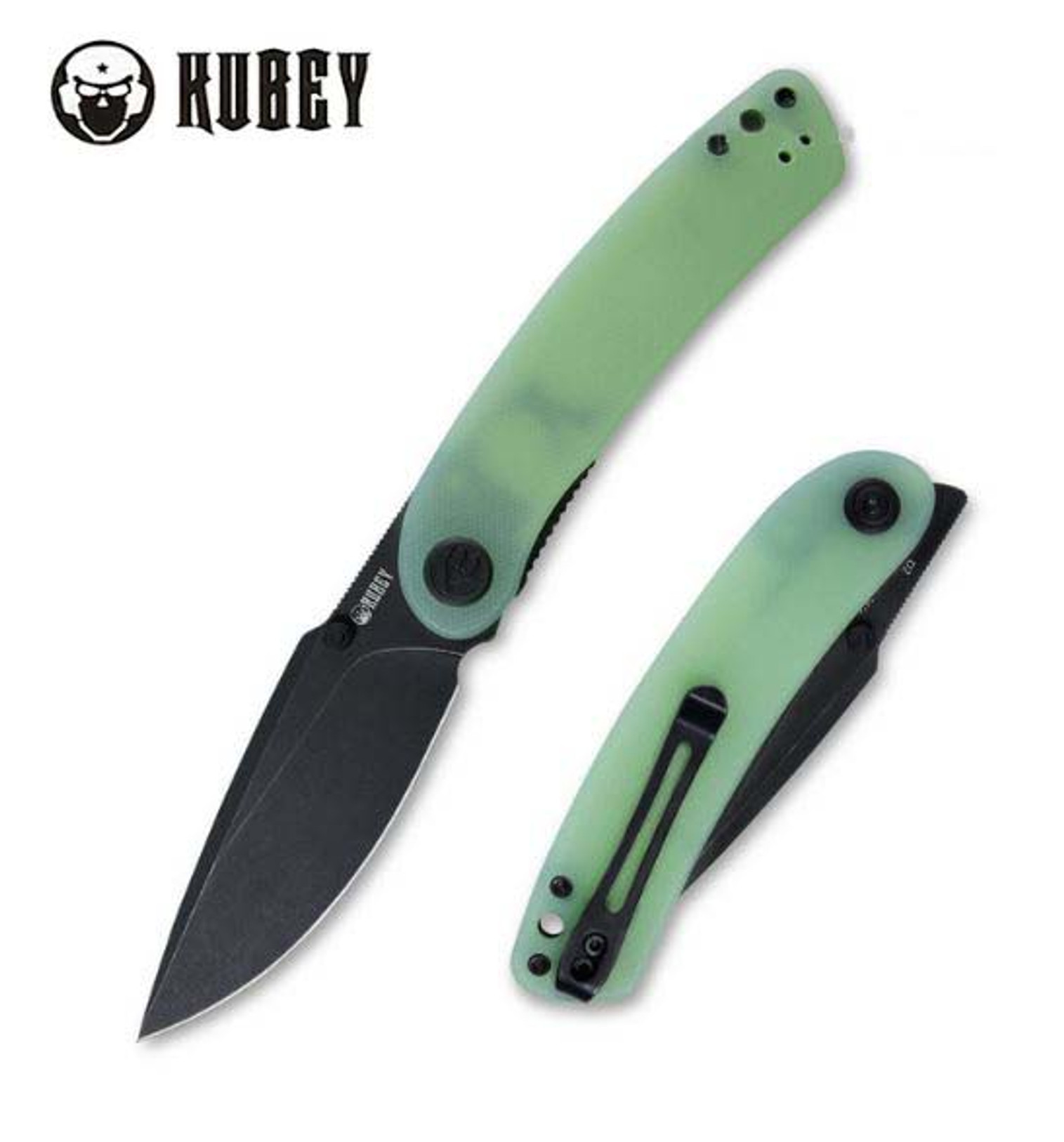 Kubey Momentum Flipper Folding Knife, D2 Black SW, G10 Jade, KU344C
