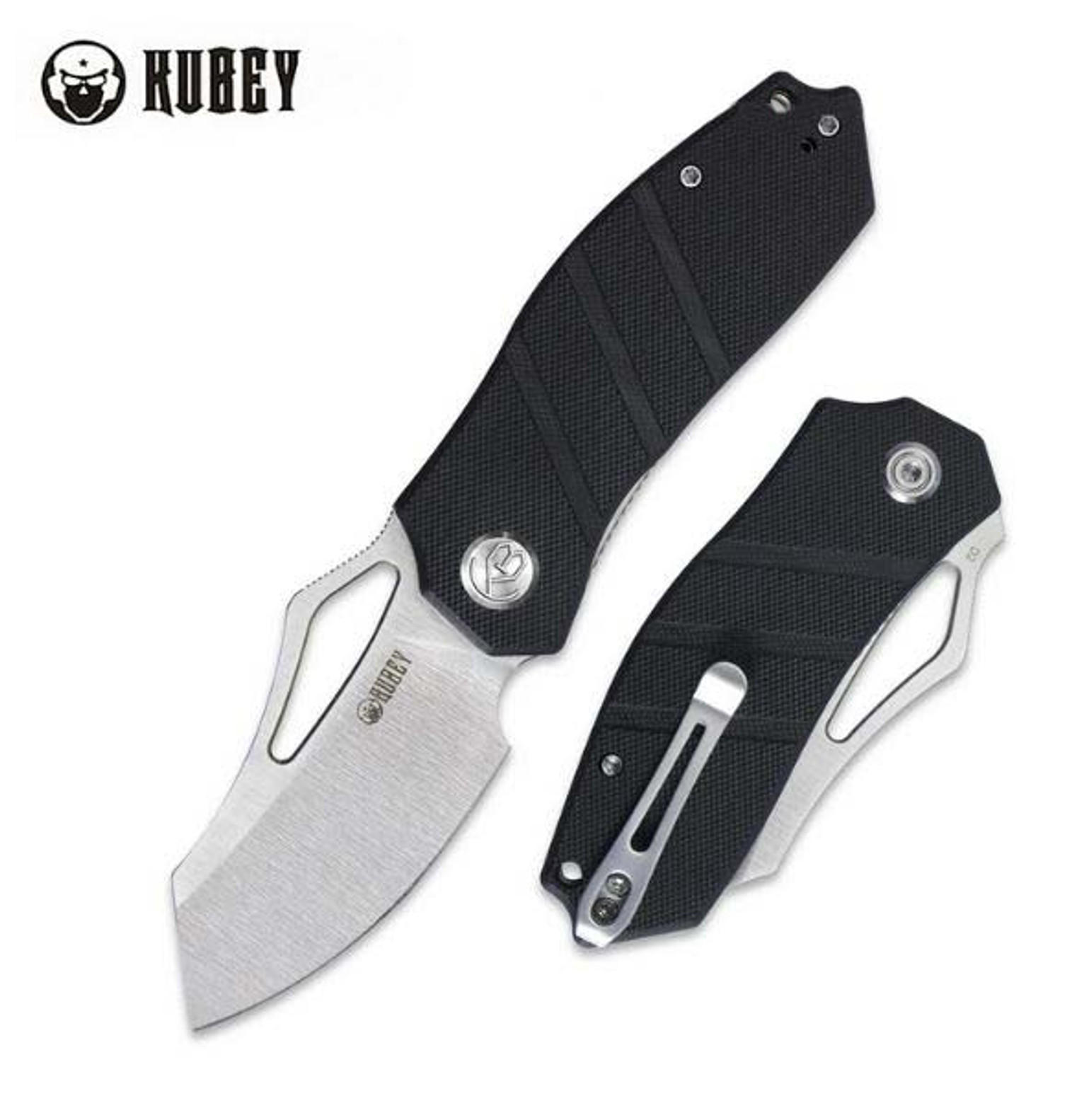 Kubey Flipper Folding Knife, D2 Satin, G10 Black, KU335A