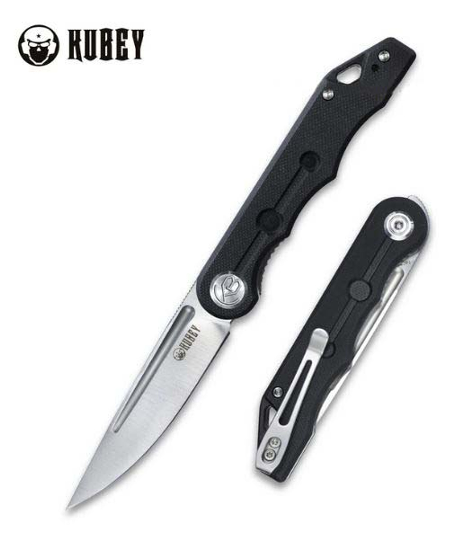 Kubey Mize Flipper Folding Knife, 14C28N Sandvik, G10 Black, KU2101A