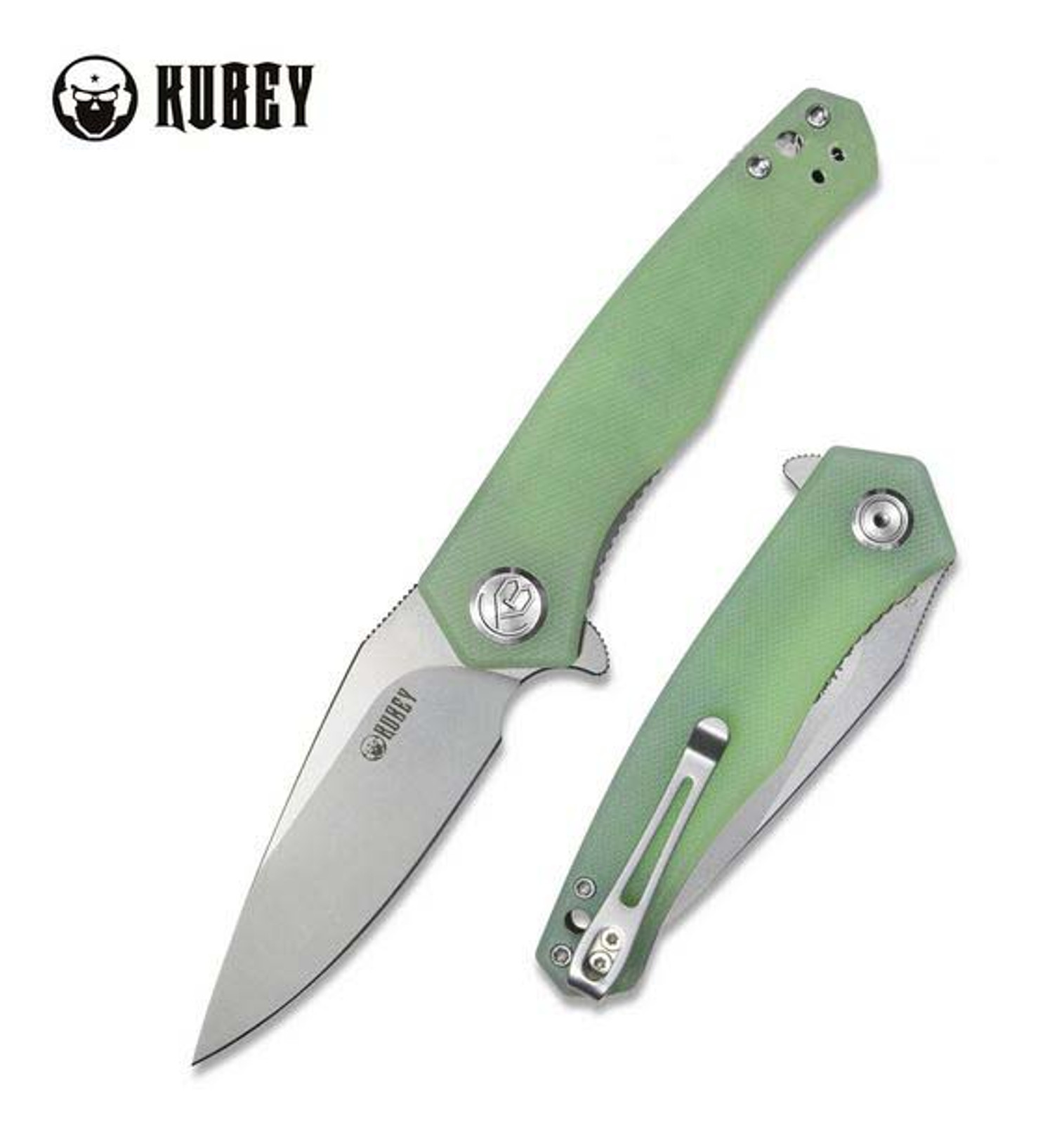 Kubey Flipper Folding Knife, D2 Steel, G10 Jade, KU055D