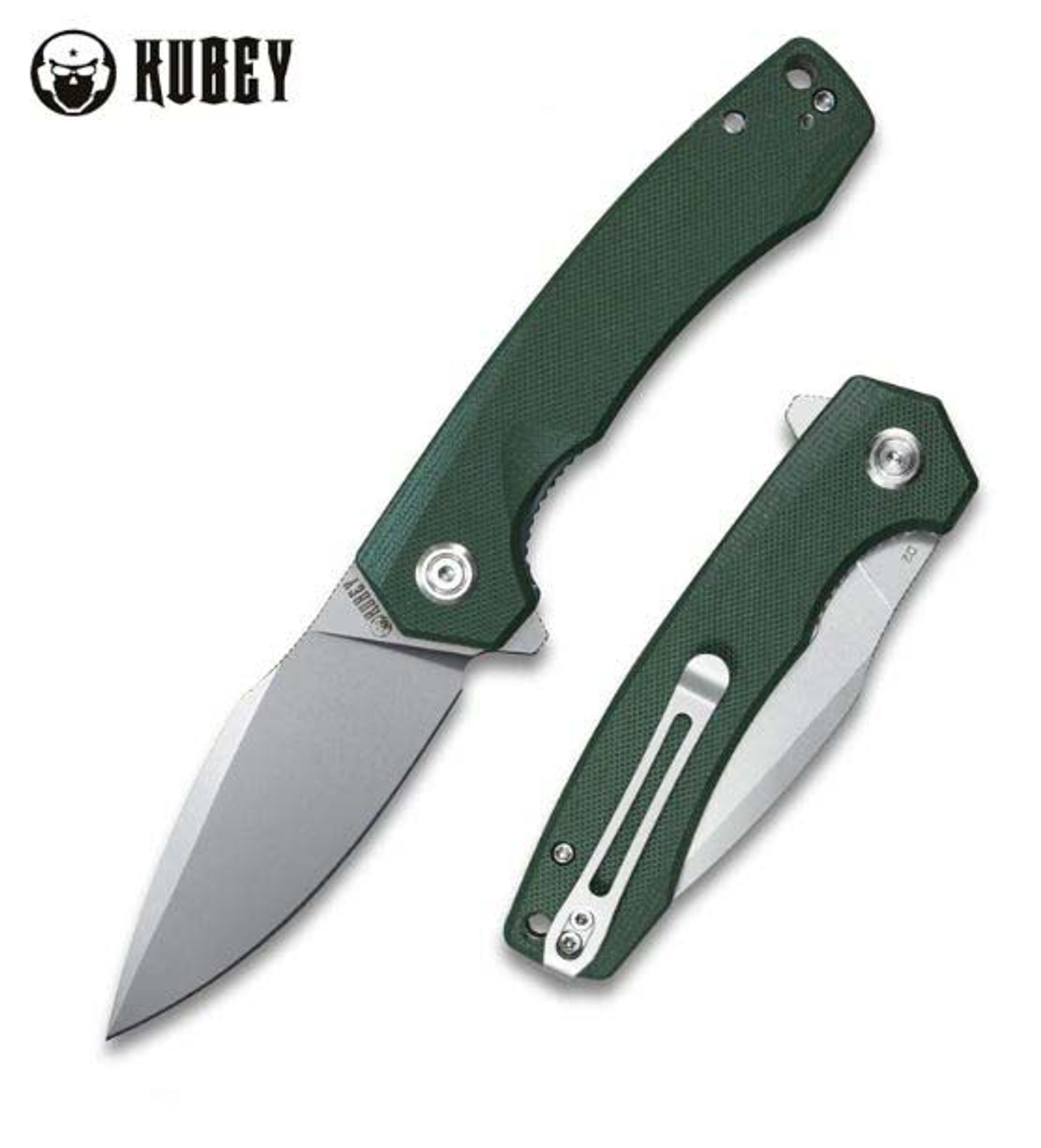 Kubey Flipper Folding Knife, D2 Steel, G10 Green, KU901G