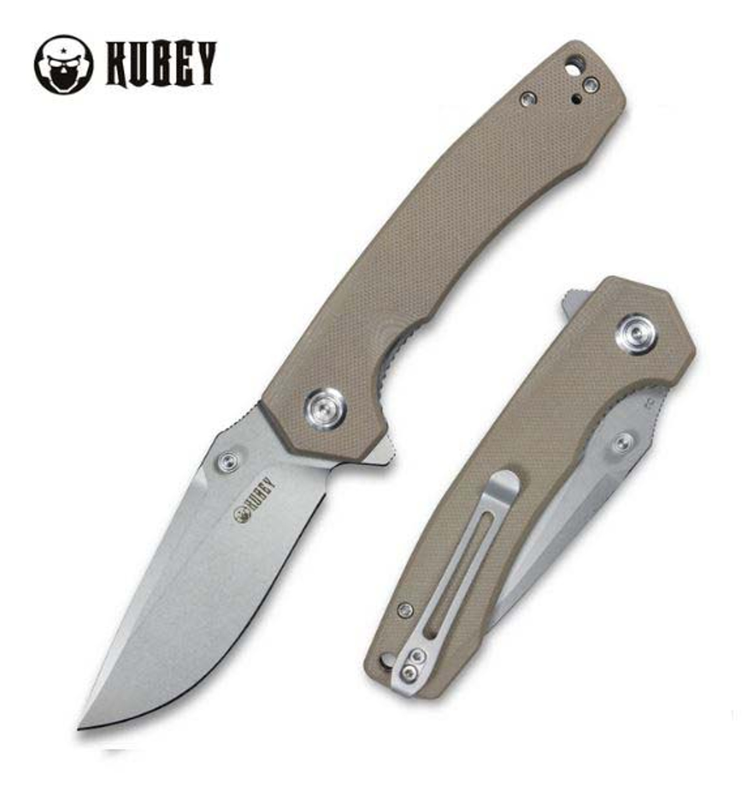 Kubey Flipper Folding KNife, D2 Steel, G10 Tan, KU901D