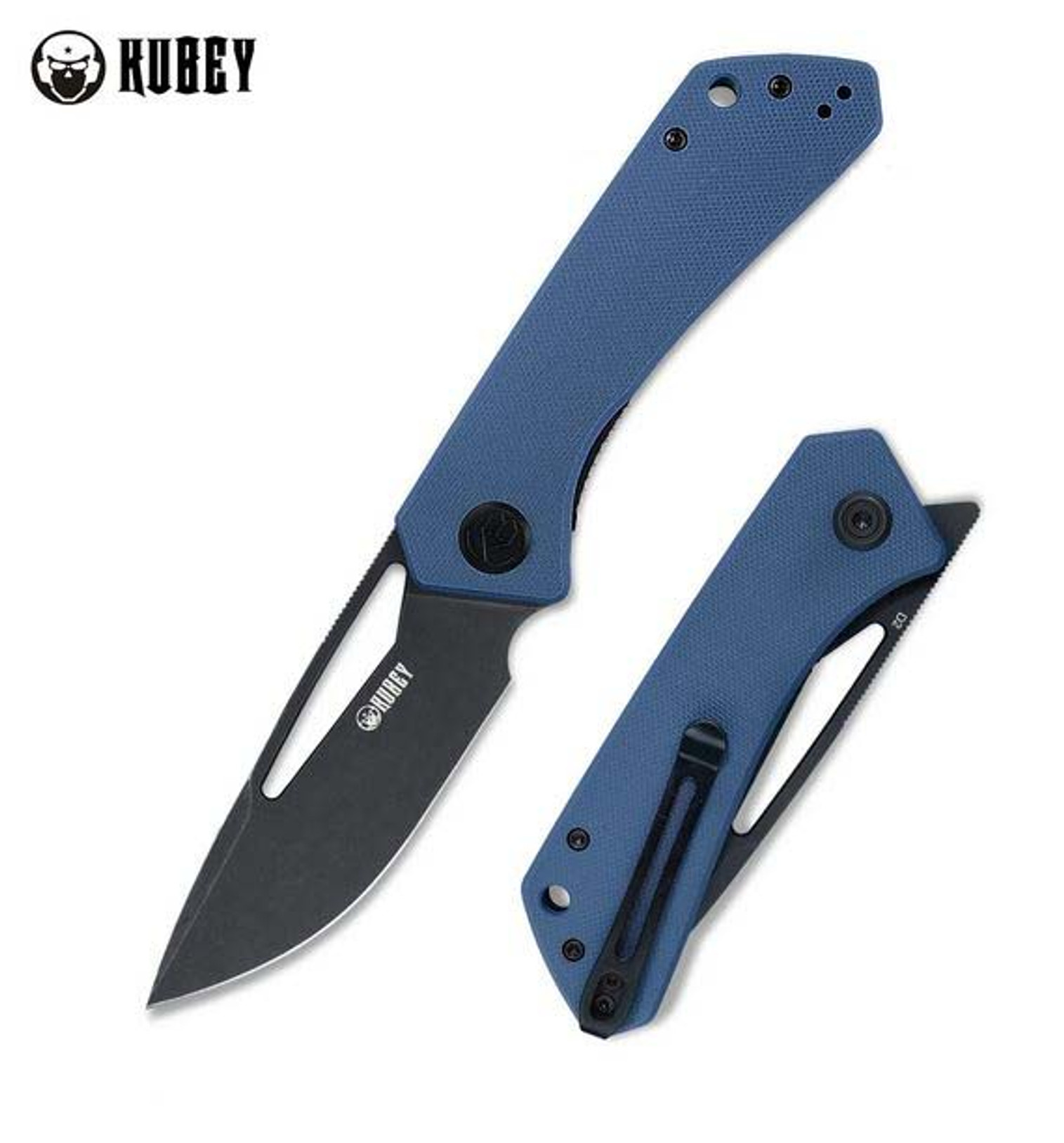 Kubey Front Flipper Folding Knife, D2 Black SW, G10 Denim Blue, KU331C