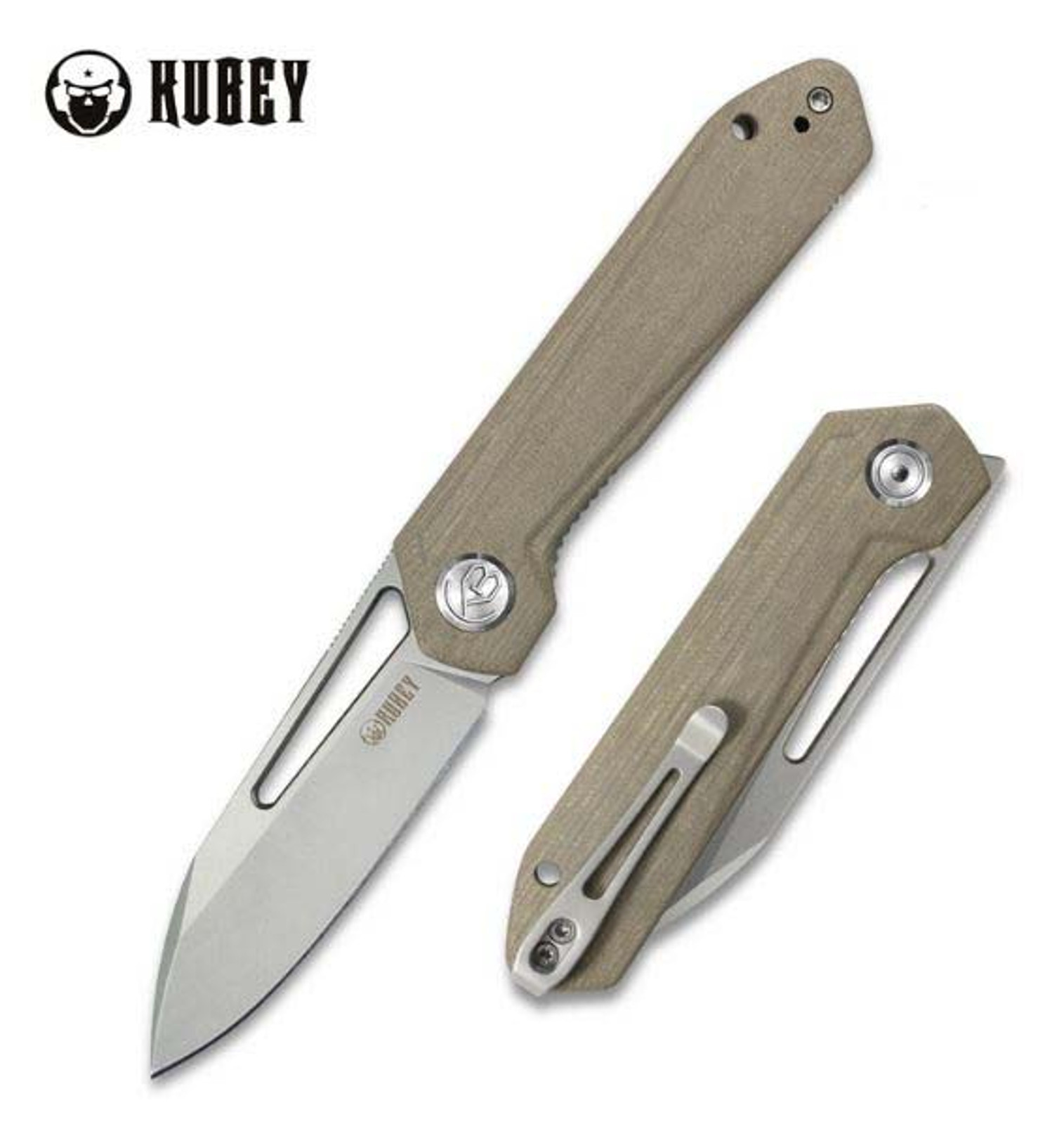 Kubey Royal Front Flipper Knife, D2 Steel, G10 Tan, KU321D