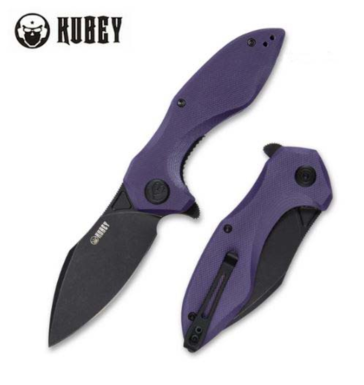 Kubey Noble Flipper Folding Knife, D2 Black SW, G10 Purple, KU236E