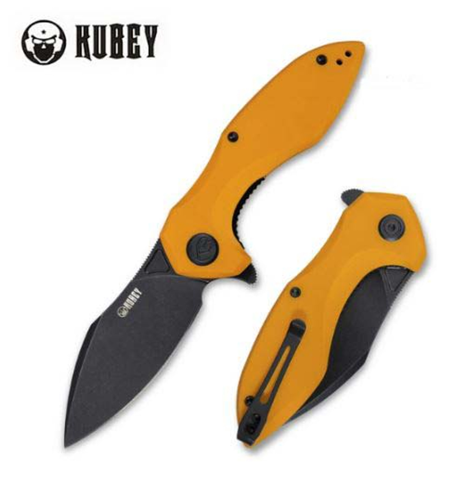 Kubey Noble Flipper Folding Knife, D2 Black SW, G10 Yellow, KU236D
