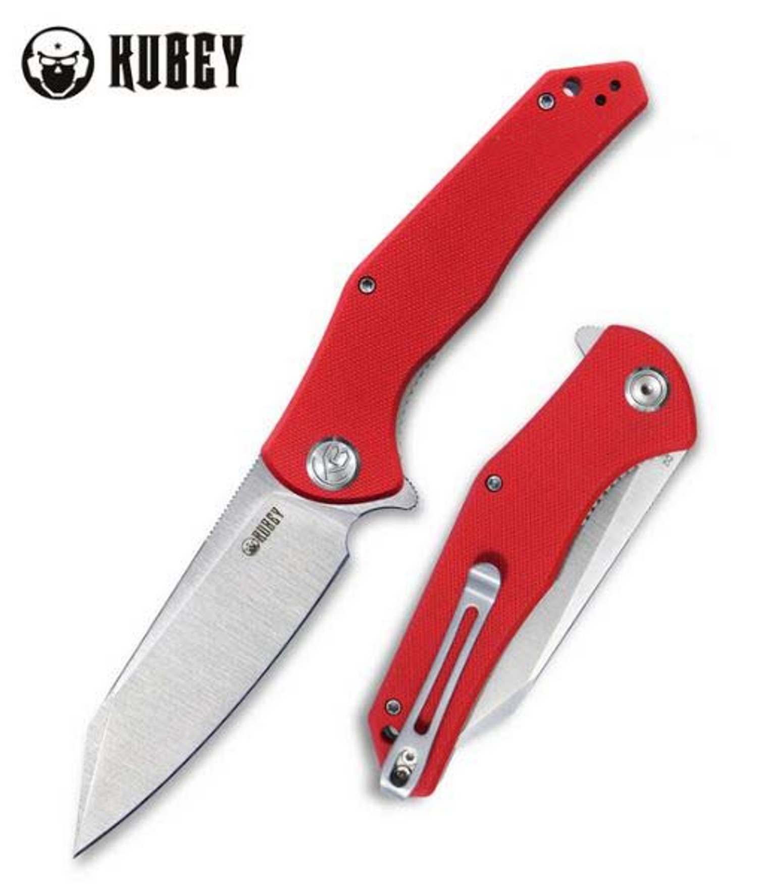 Kubey Flash Flipper Folding Knife, D2 Satin, G10 Red, KU158D