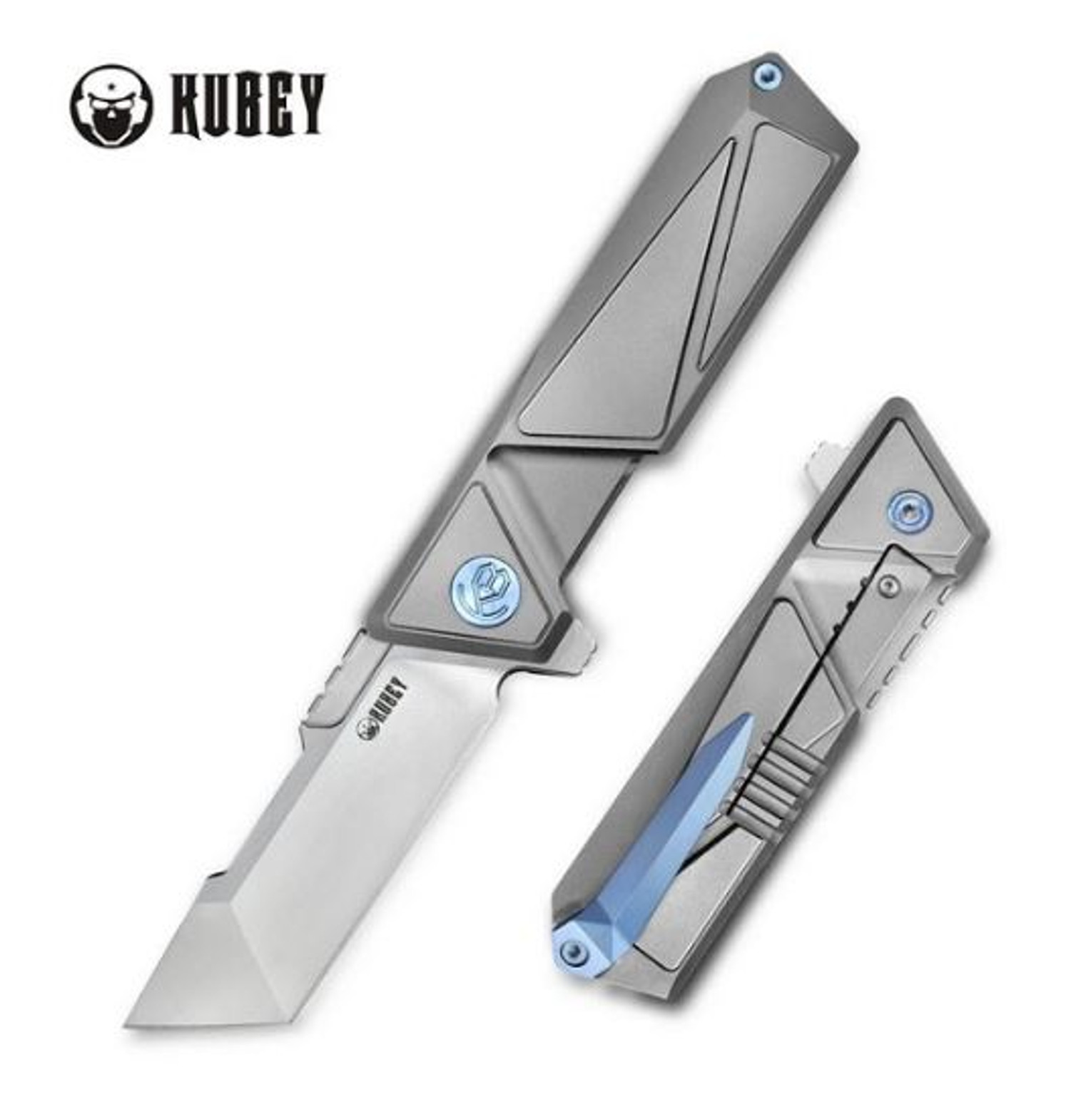 Kubey Avenger Flipper Framelock Knife, 14C28N Sandvik, Titanium, KB209A