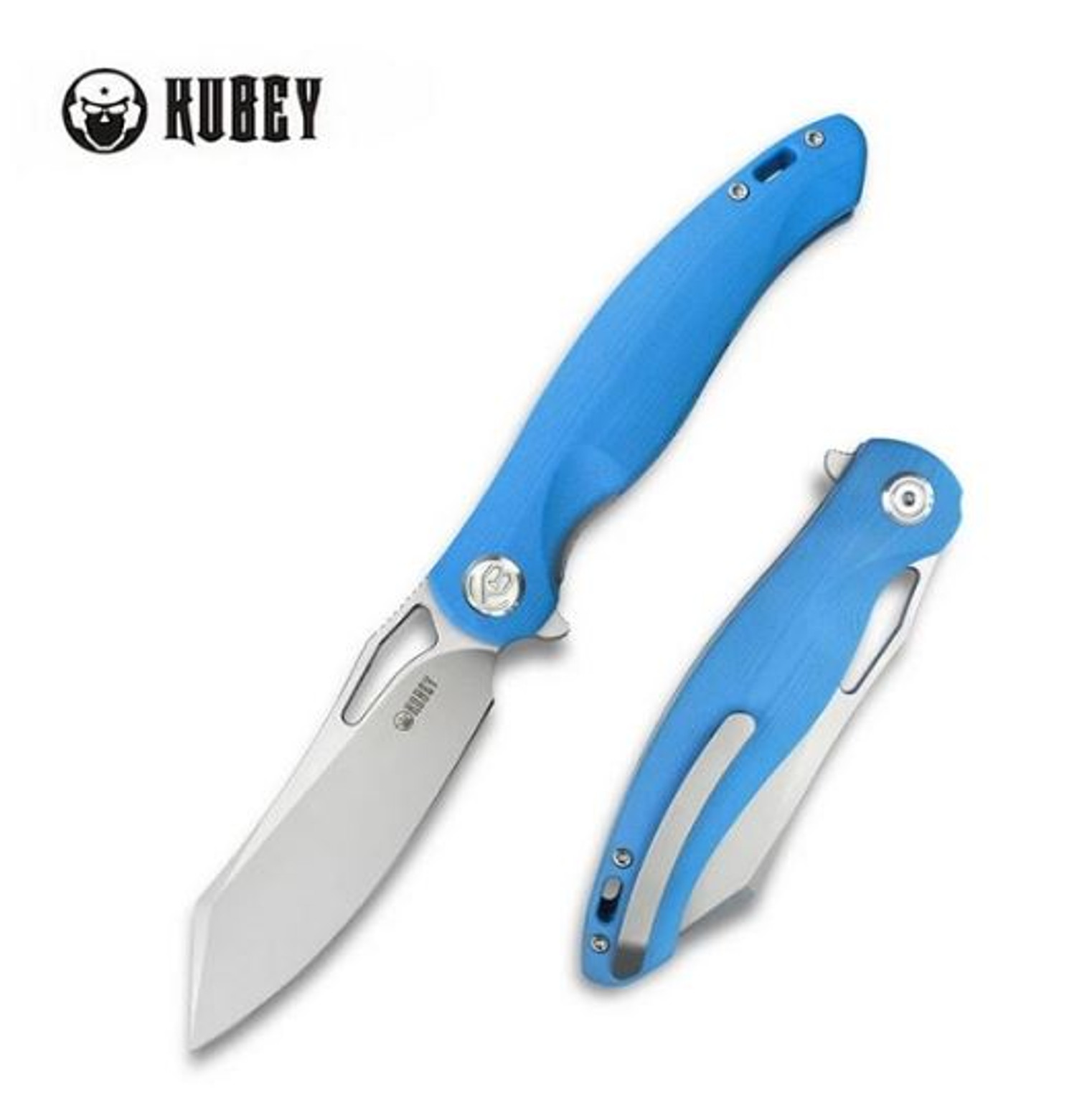 Kubey Drake Flipper Folding Knife, AUS 10 Steel, G10 Blue, KB239D
