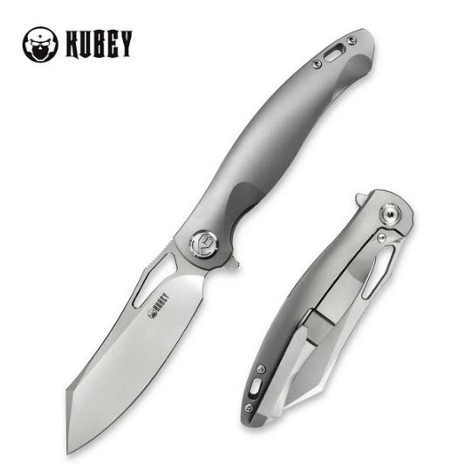 Kubey Drake Flipper Folding Knife, S90V, Titanium Handle, KU246A