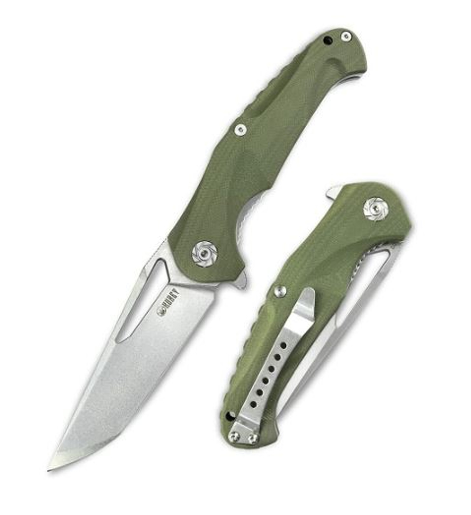 Kubey Dugu Flipper Folding Knife, D2 Tanto, G10 Green, KU210B-1