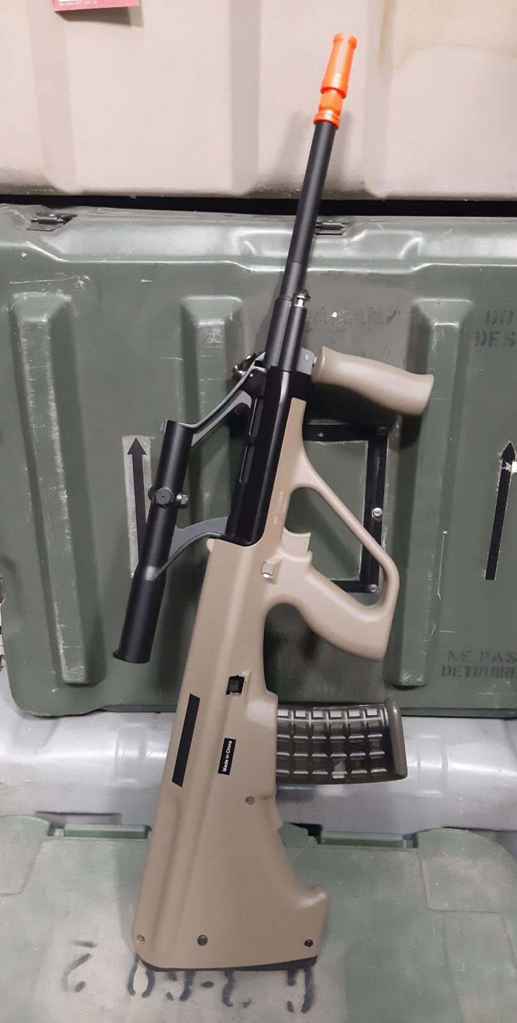 *ASG Licensed Steyr AUG A1 Airsoft AEG Rifle w/ Military Style Scope (Color: Tan) - Floor Model