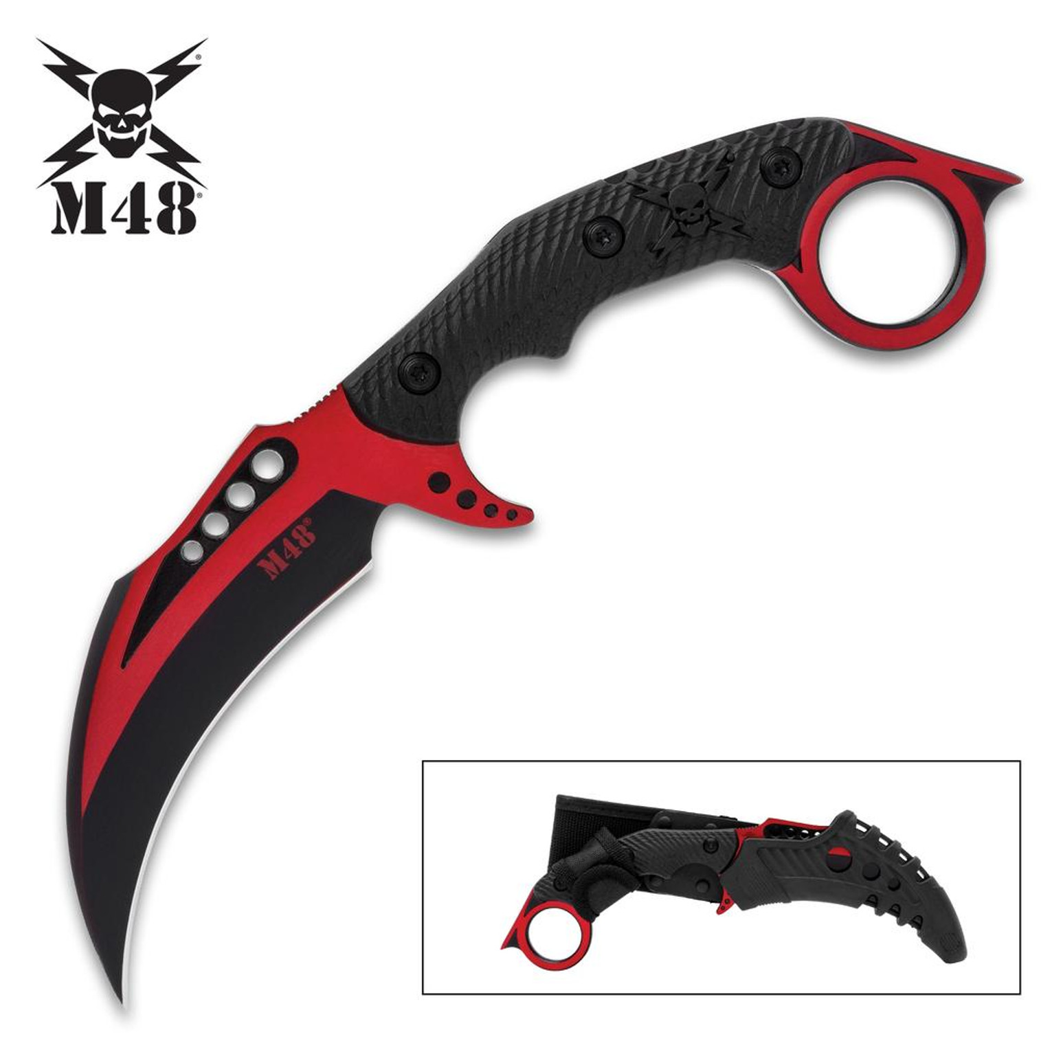 M48 Red Liberator Falcon Karambit And Sheath