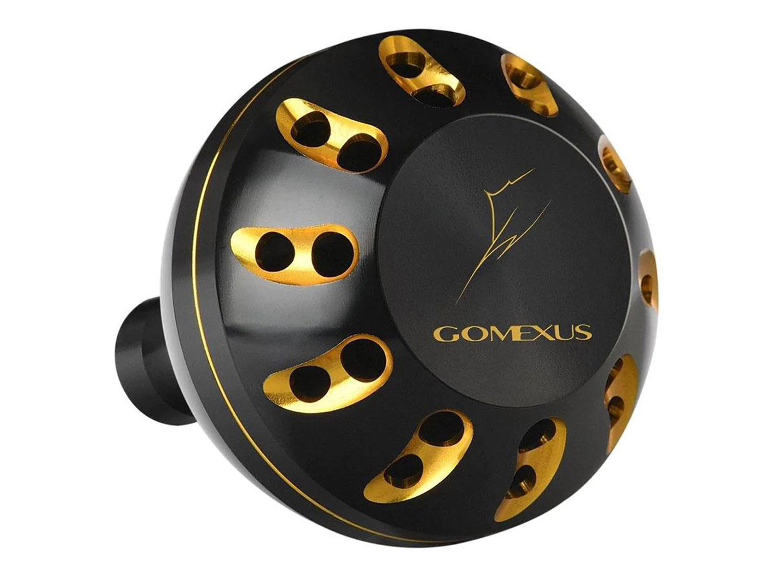 Gomexus Round Big Power Knob for Spinning Reel (Color: Black-Gold/ 47mm)