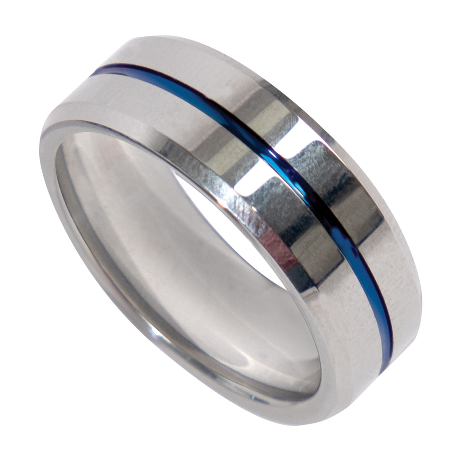 Rothco Tungsten Carbide Thin Blue Line Ring - Silver