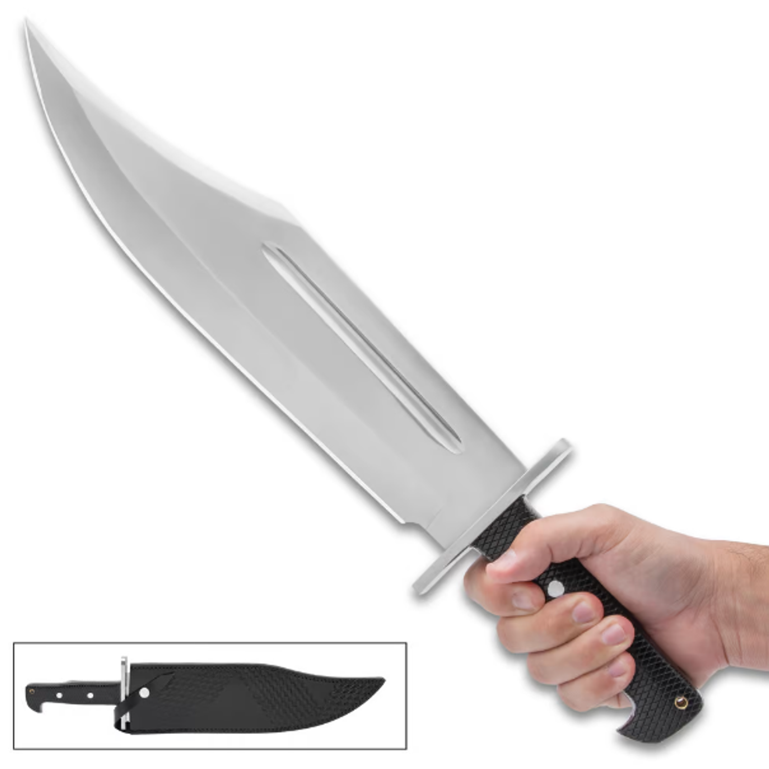 Behemoth Bowie Knife And Sheath - Stainless Steel