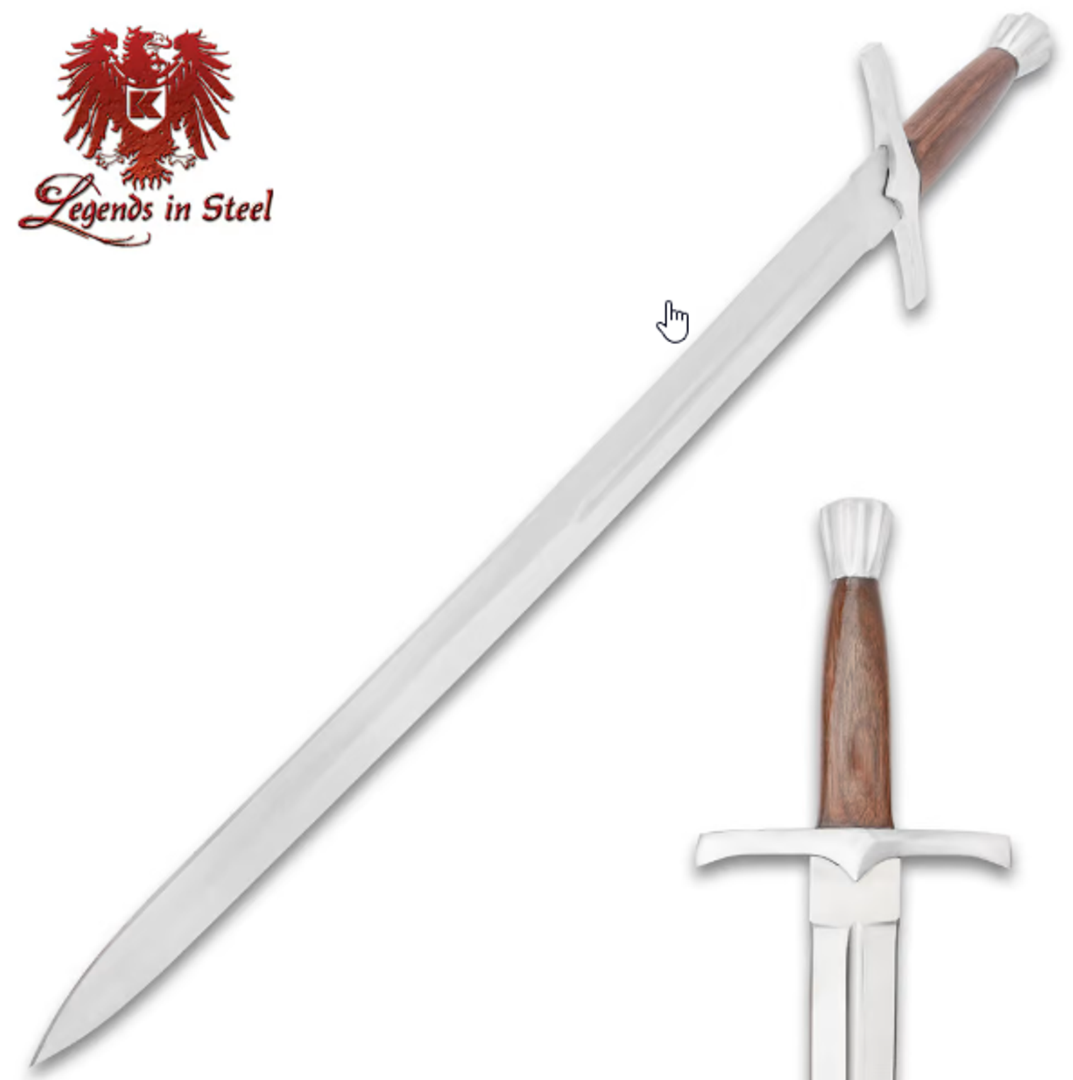 Legends In Steel Medieval Warrior Sword And Scabbard - Stainless Steel