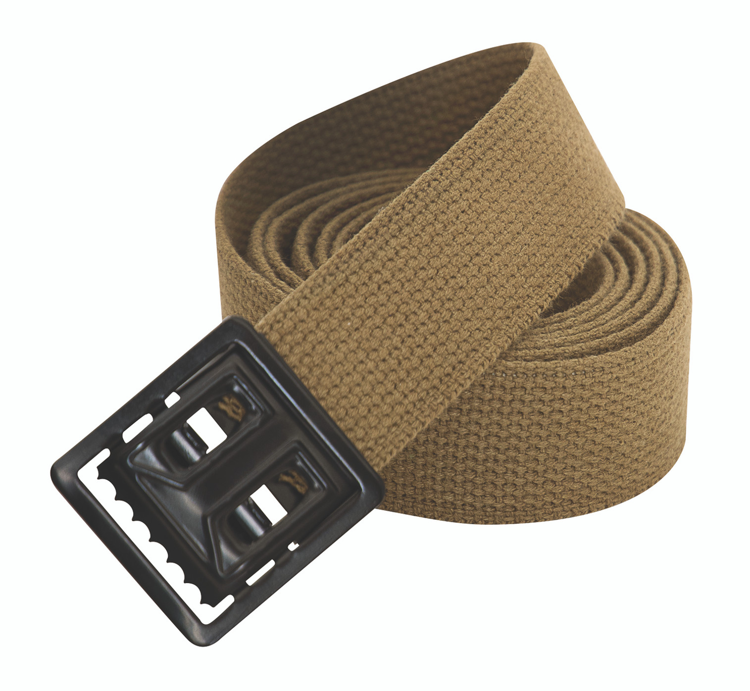 Rothco Military Web Belts With Open Face Buckle - 54" - Coyote Brown/Black Buckle