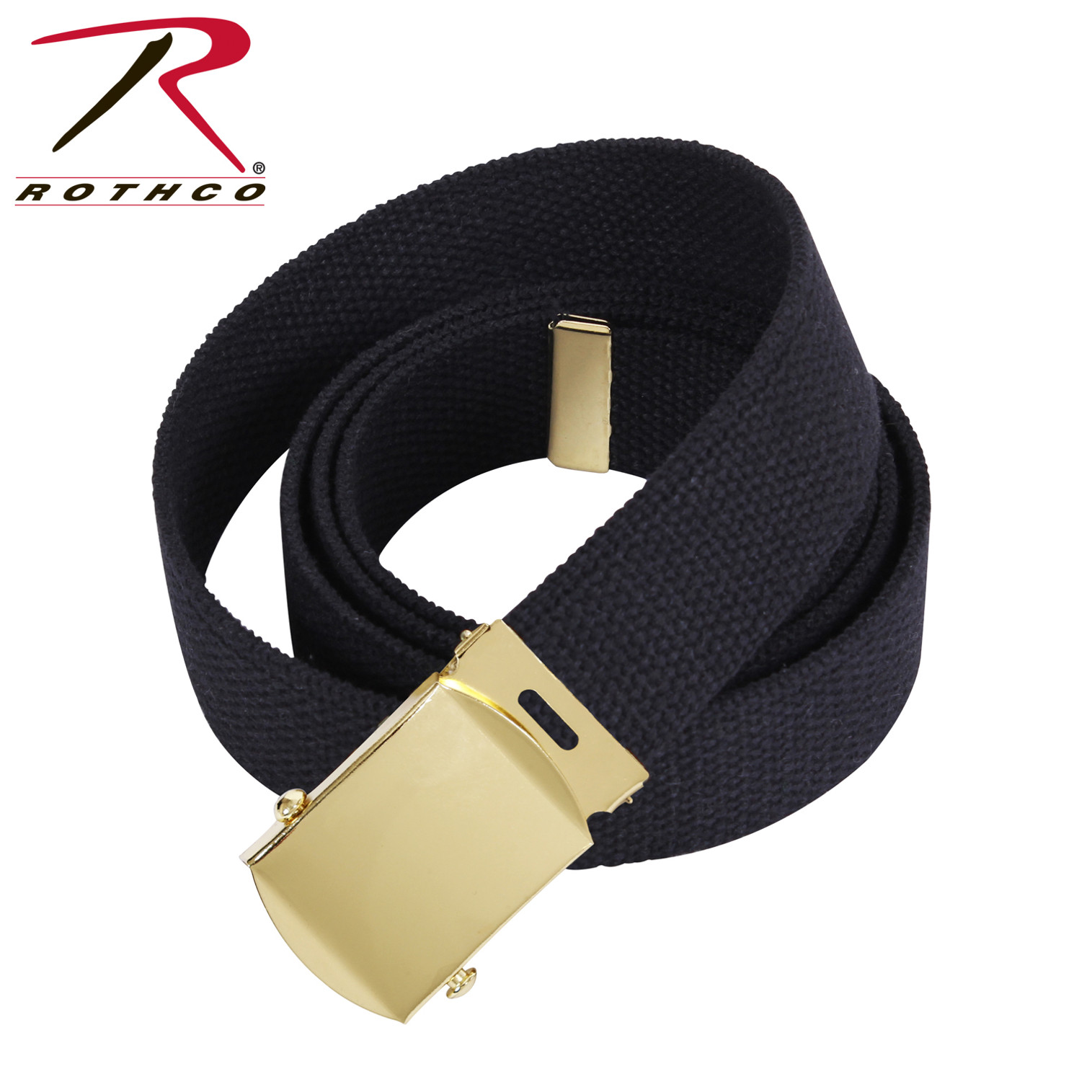 Rothco Military Web Belts - 54 Inches Long - Black/Gold Buckle