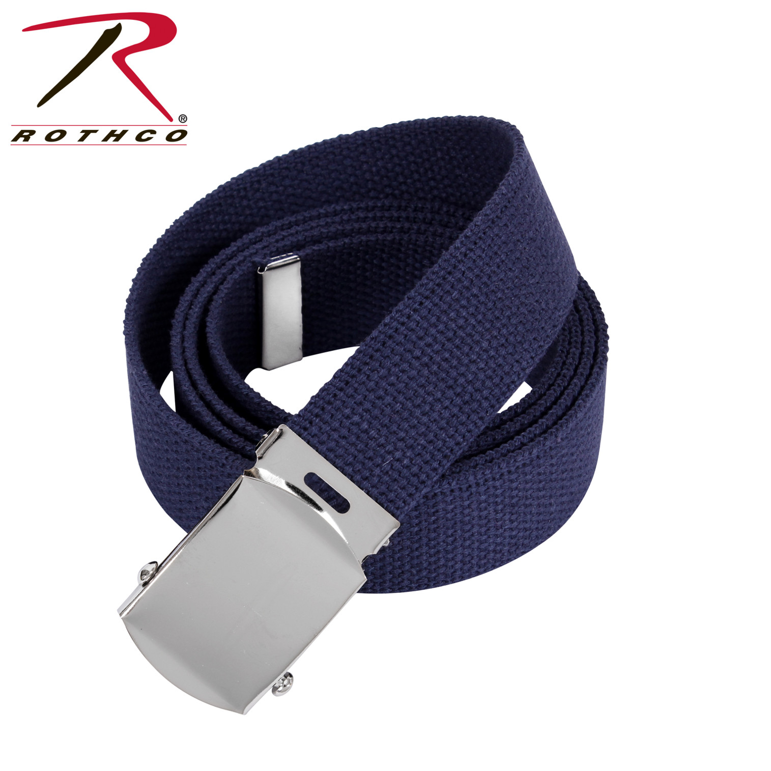 Rothco Military Web Belts - 64 Inches Long - Navy Blue/Chrome Buckle