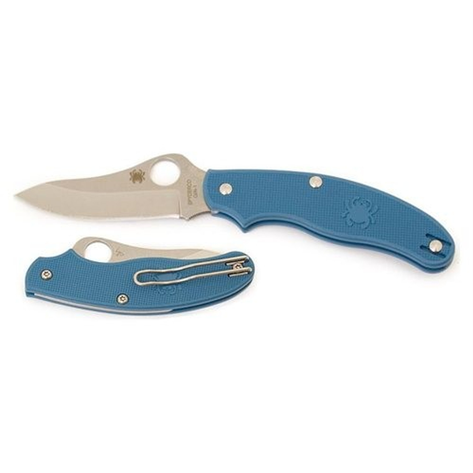 Spyderco UK Penknife Blue FRN Drop Point Plain Edge Folding Knife