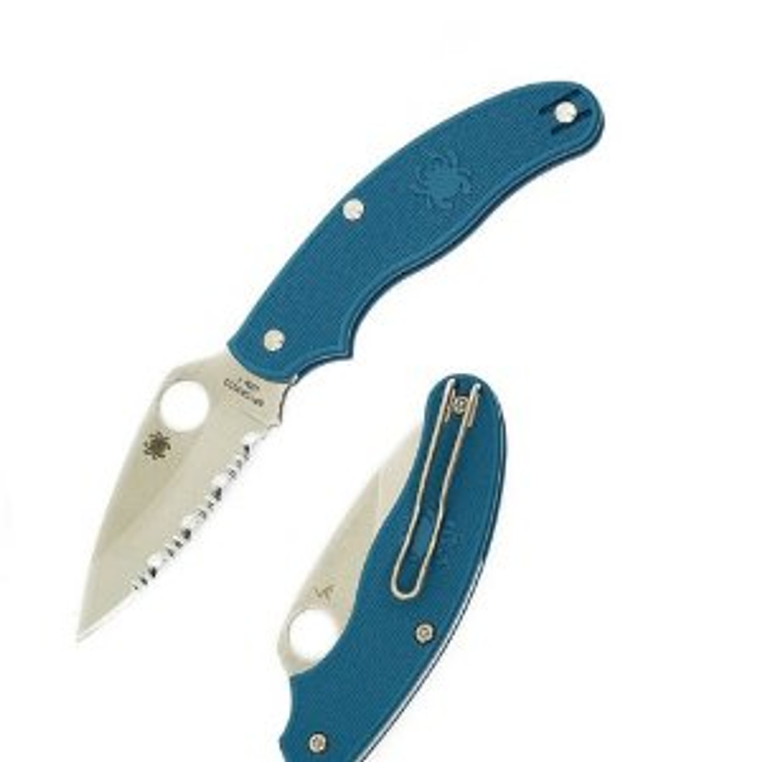 Spyderco UK Penknife Blue FRN Leaf Blade Combo Edge Folding Knife