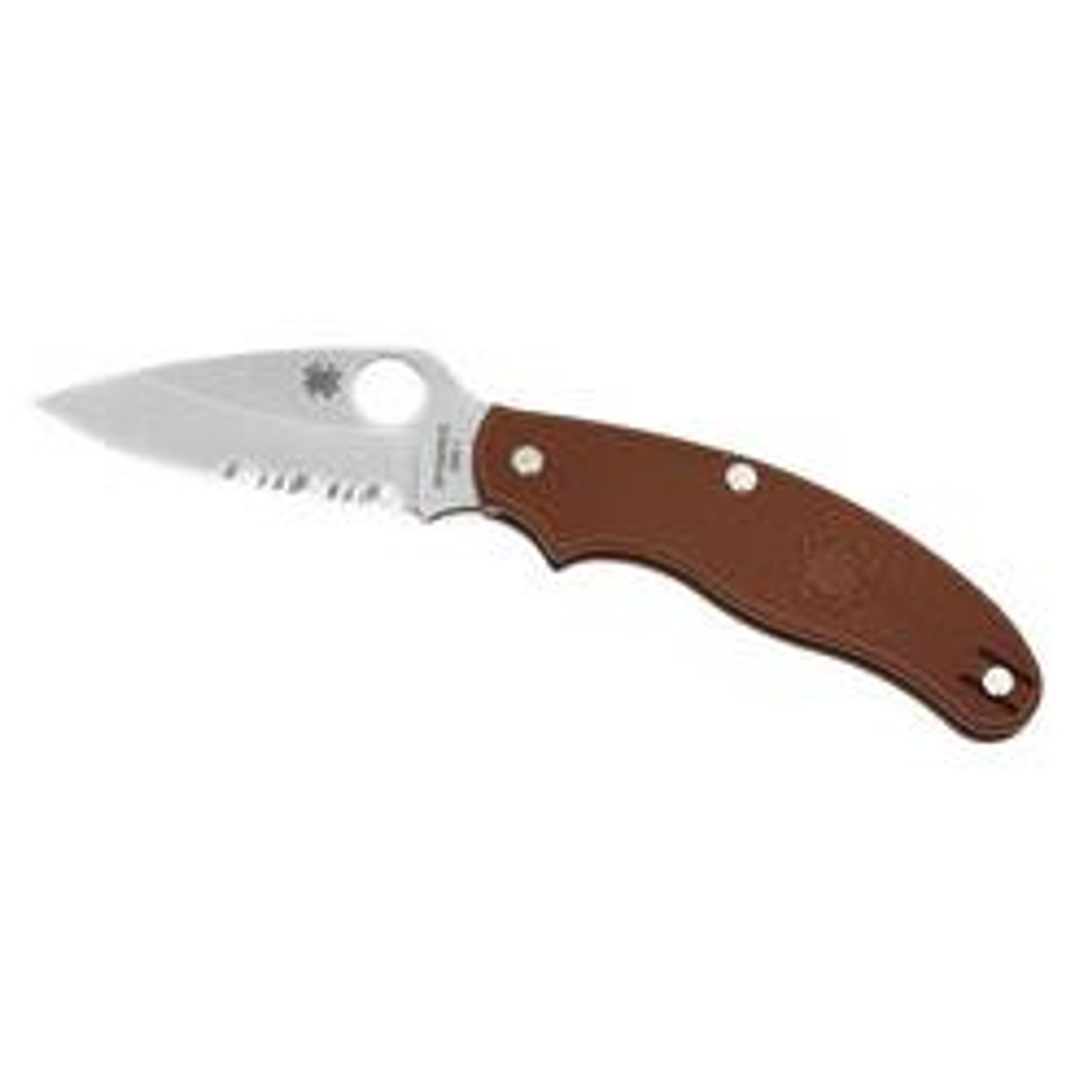 Spyderco UK Penknife Maroon FRN Leaf Blade Combo Edge Folding Knife