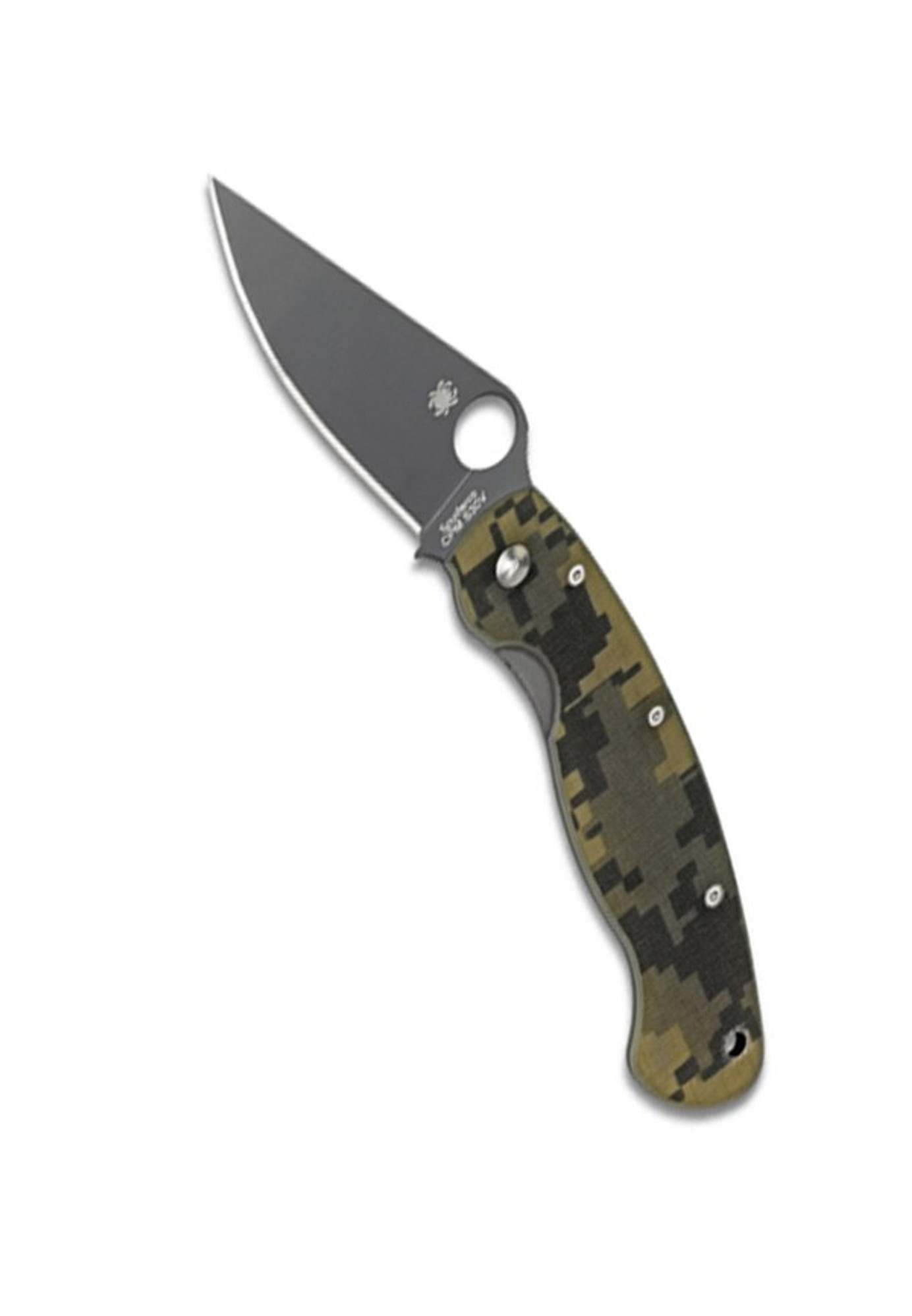 Spyderco Military Model Camo G-10 Black Blade Plain Edge