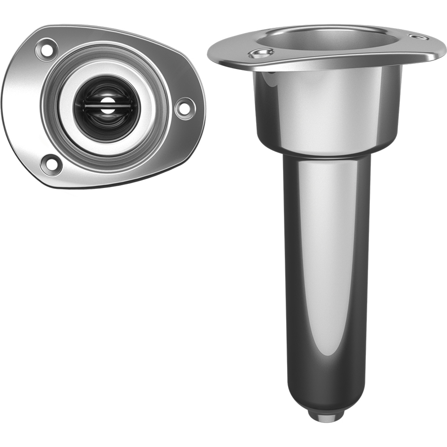 Mate Series Stainless Steel 0 Rod & Cup Holder - Drain - Oval Top