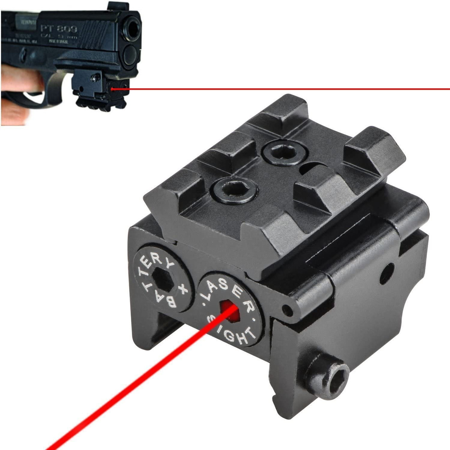 ACM Mini Red Laser Sight for Weaver or Picatinny Rail (Rear Button)