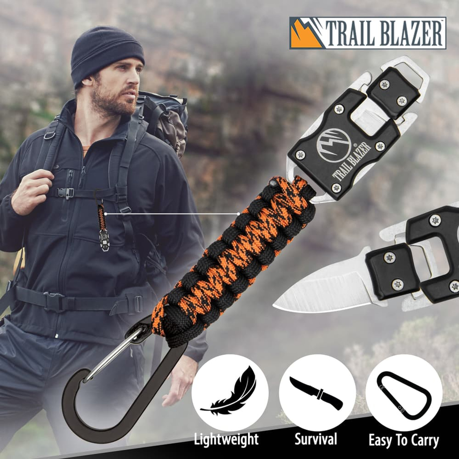 Trailblazer Carabiner Lanyard w/Knife