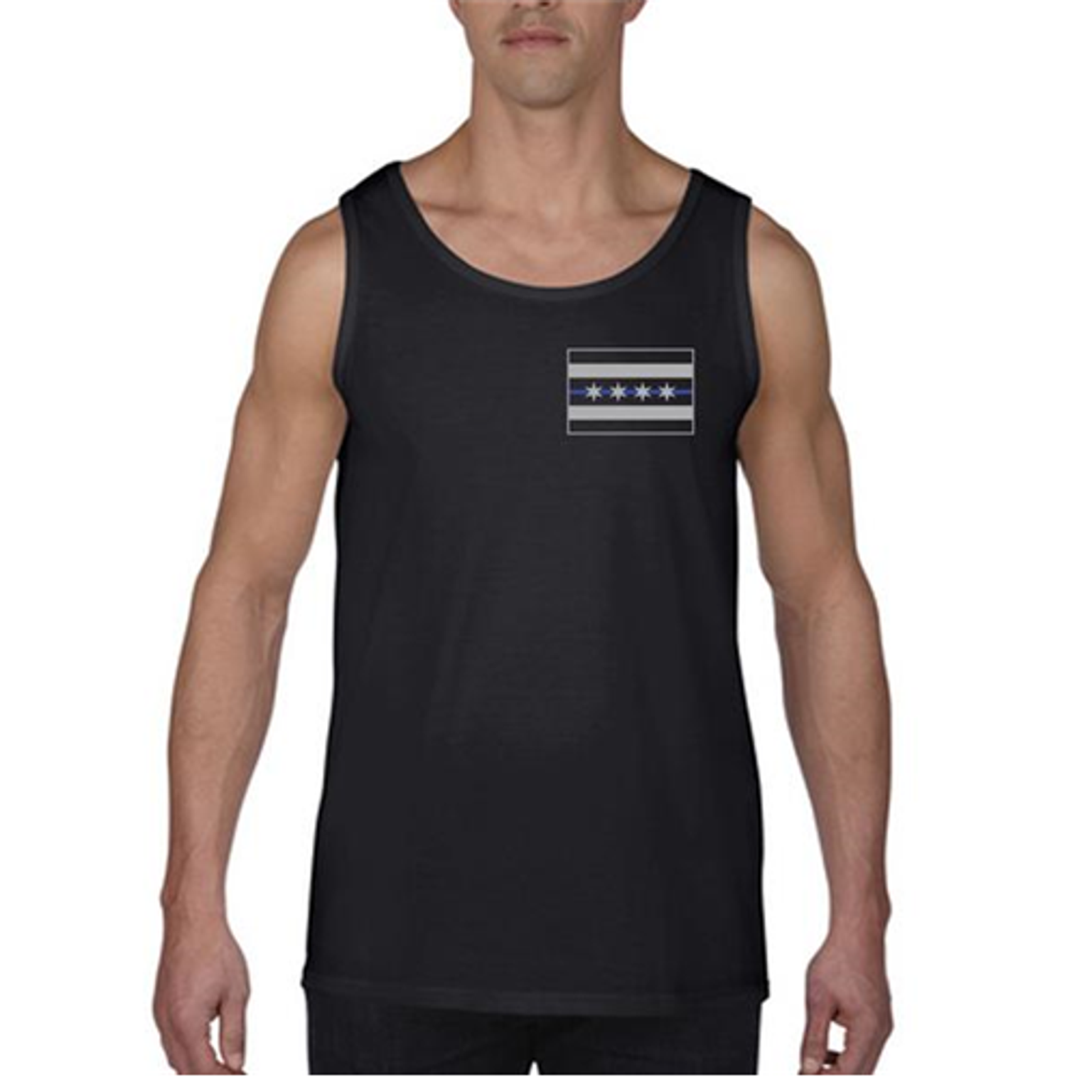 Tank - Chicago Thin Blue Line Flag - KRTBL-CHIC-TANK-BLACK-M