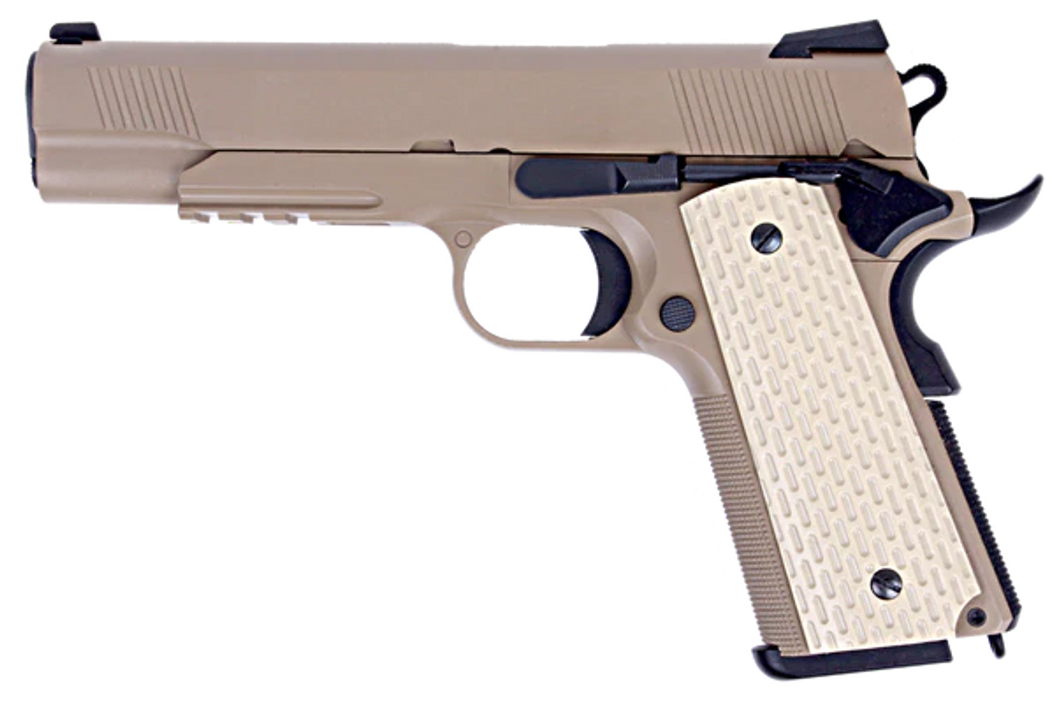 WE 1911 Kimber Airsoft Gas Blowback GBB Pistol - Tan